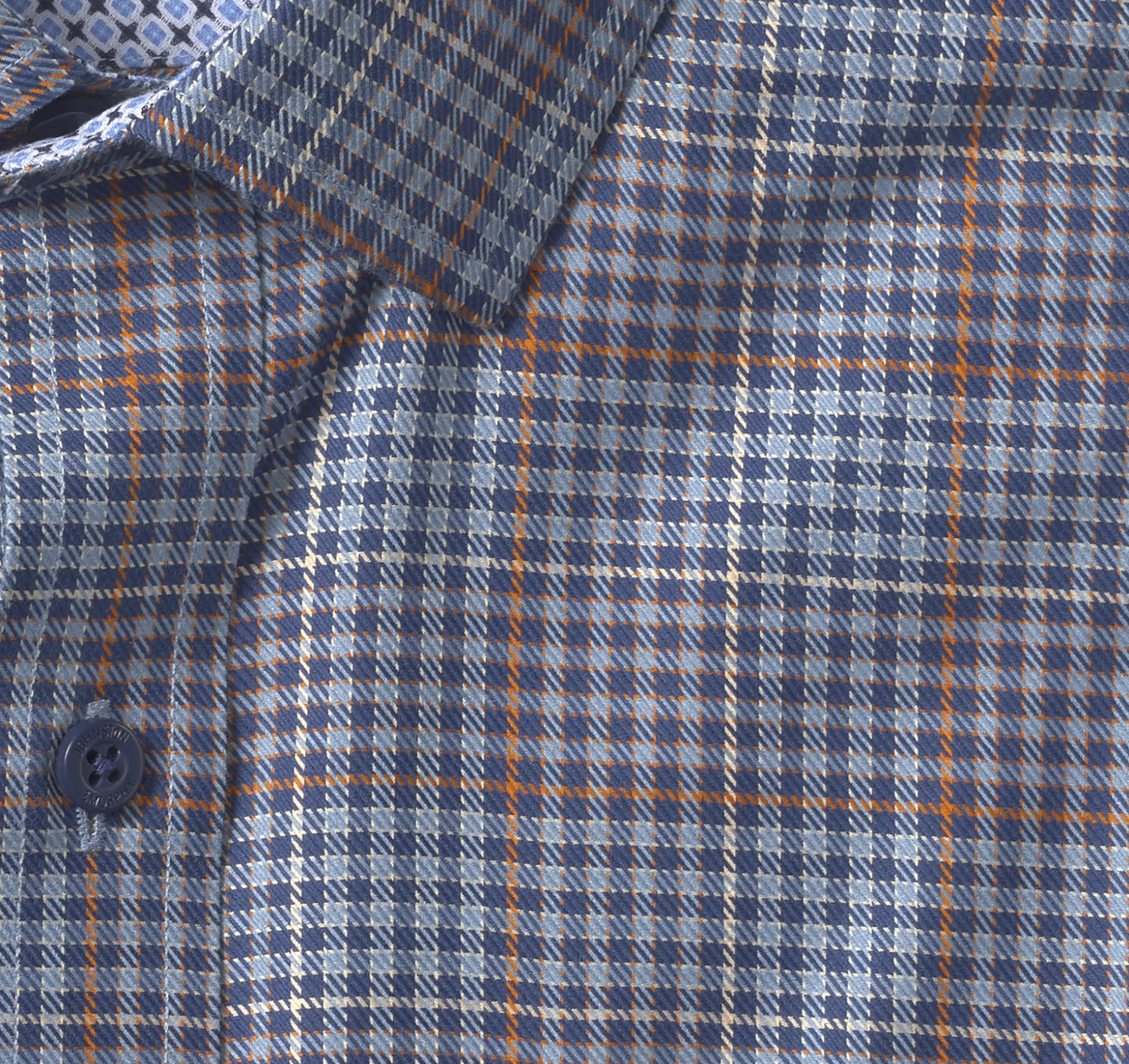Shirts^Johnston & Murphy Non-Iron Dress Shirt NavyGlenPlaid