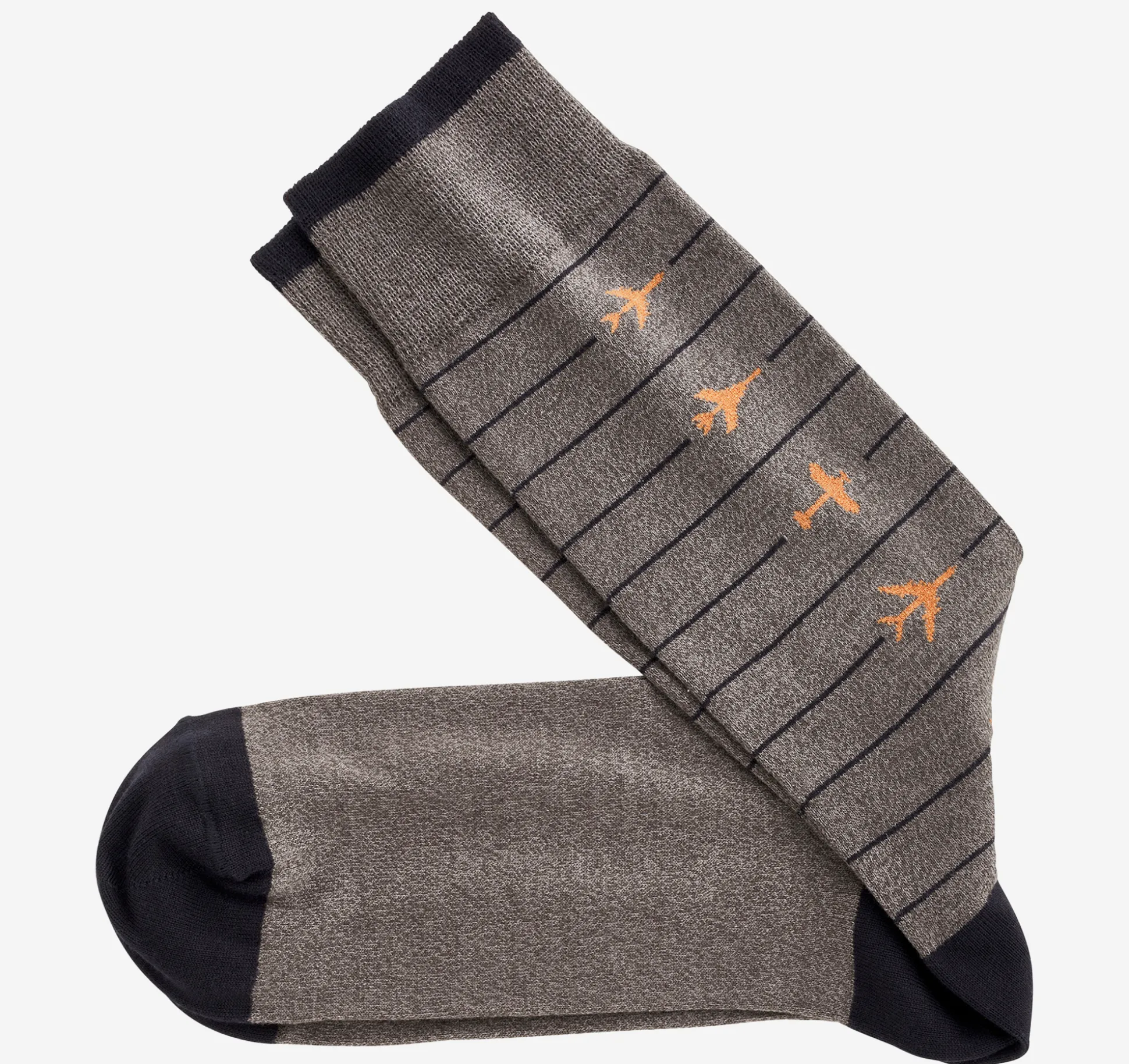 Socks^Johnston & Murphy Novelty Socks CharcoalAirplane