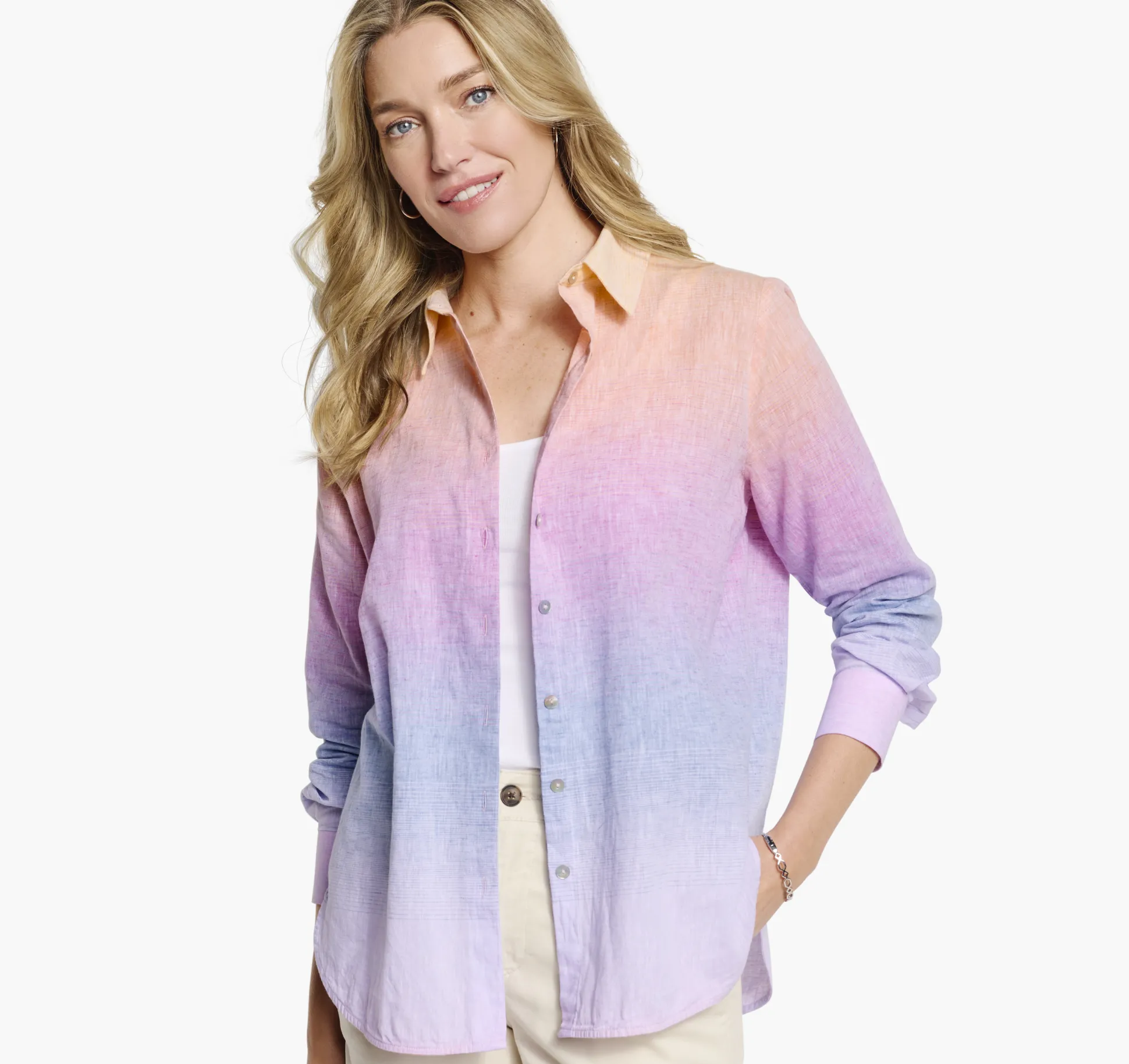 Shirts, Sweaters & Blazers^Johnston & Murphy Ombre Button-Front Shirt Rainbow