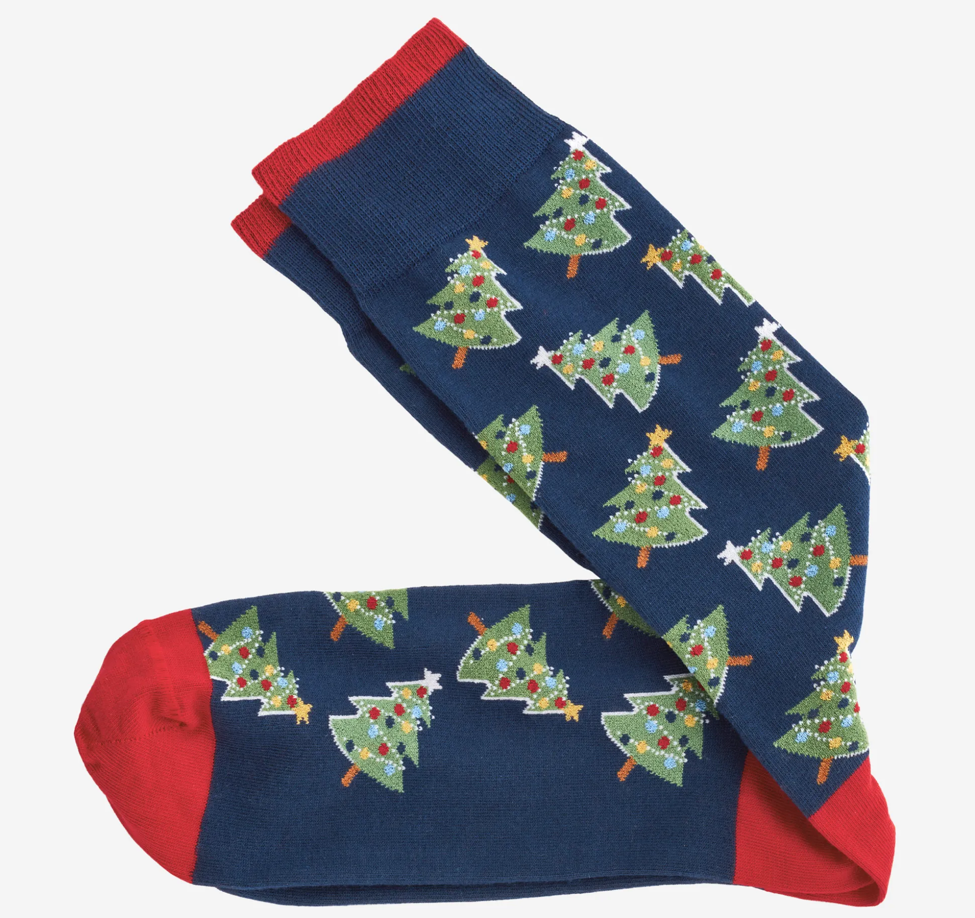 Socks^Johnston & Murphy Pima Cotton Holiday-Themed Socks NavyChristmasTrees