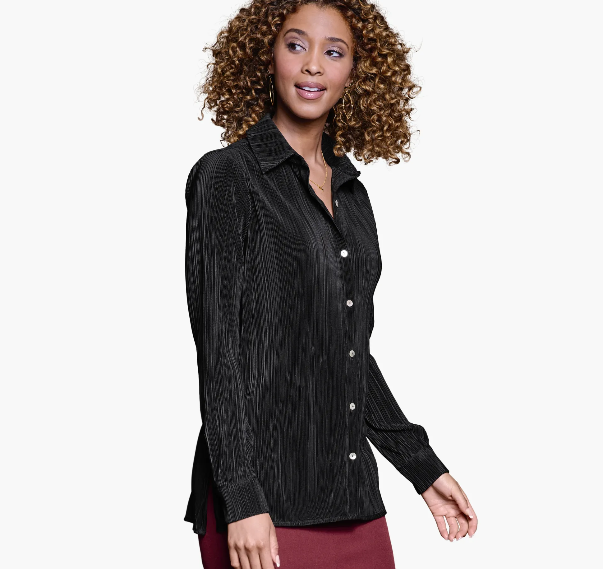 Shirts, Sweaters & Blazers^Johnston & Murphy Pleated Button-Front Shirt Black