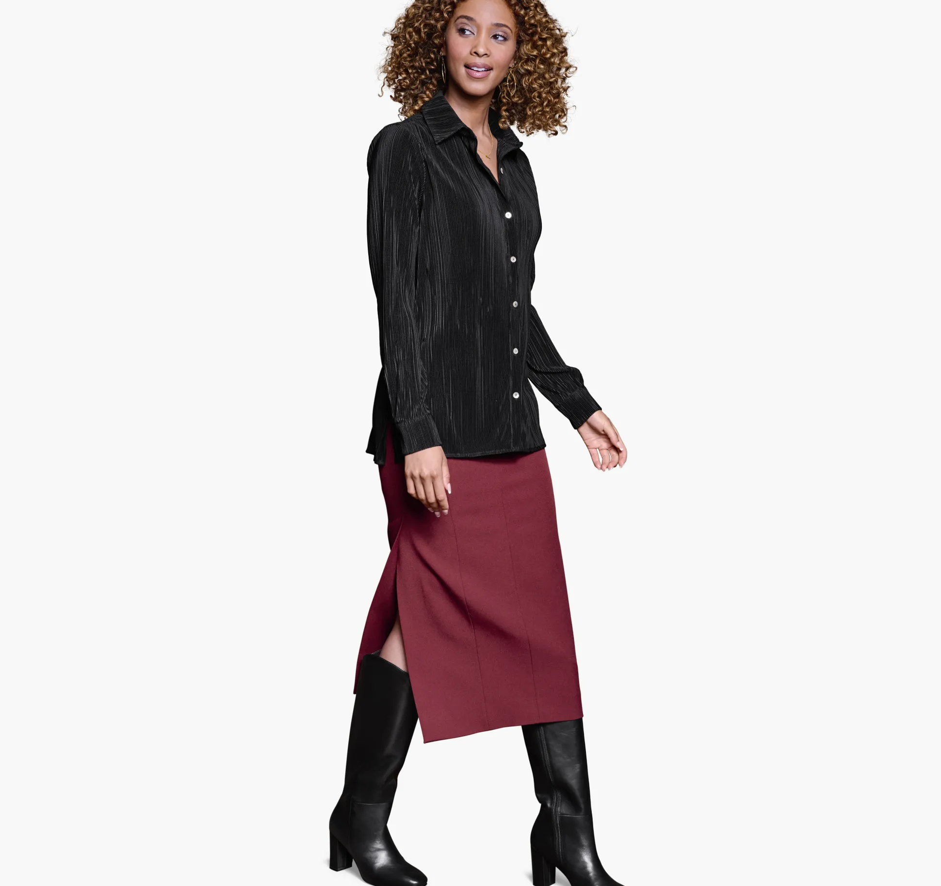 Shirts, Sweaters & Blazers^Johnston & Murphy Pleated Button-Front Shirt Black