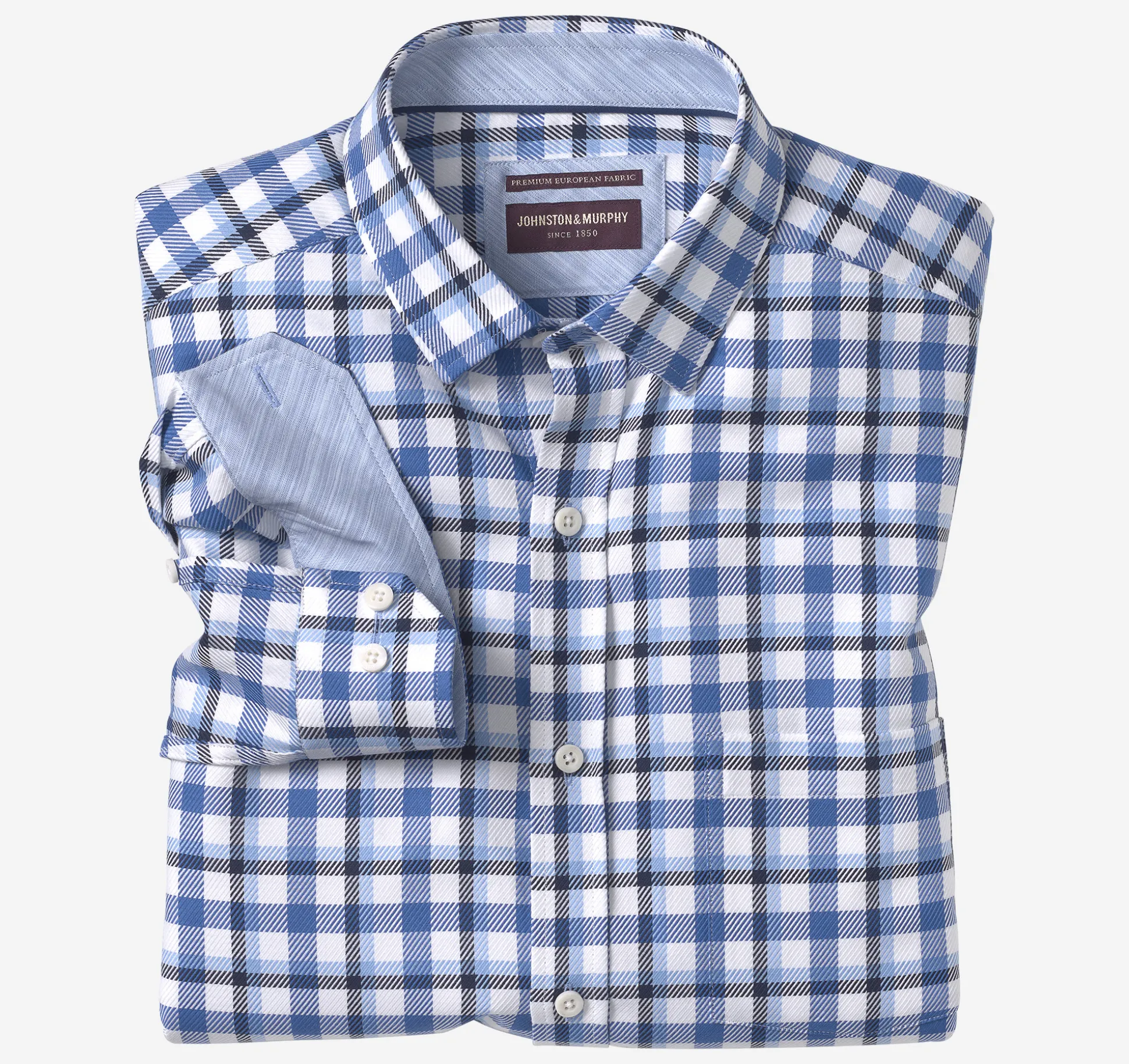New Arrivals | Shirts^Johnston & Murphy Premium Cotton Shirts BlueTwillCheck
