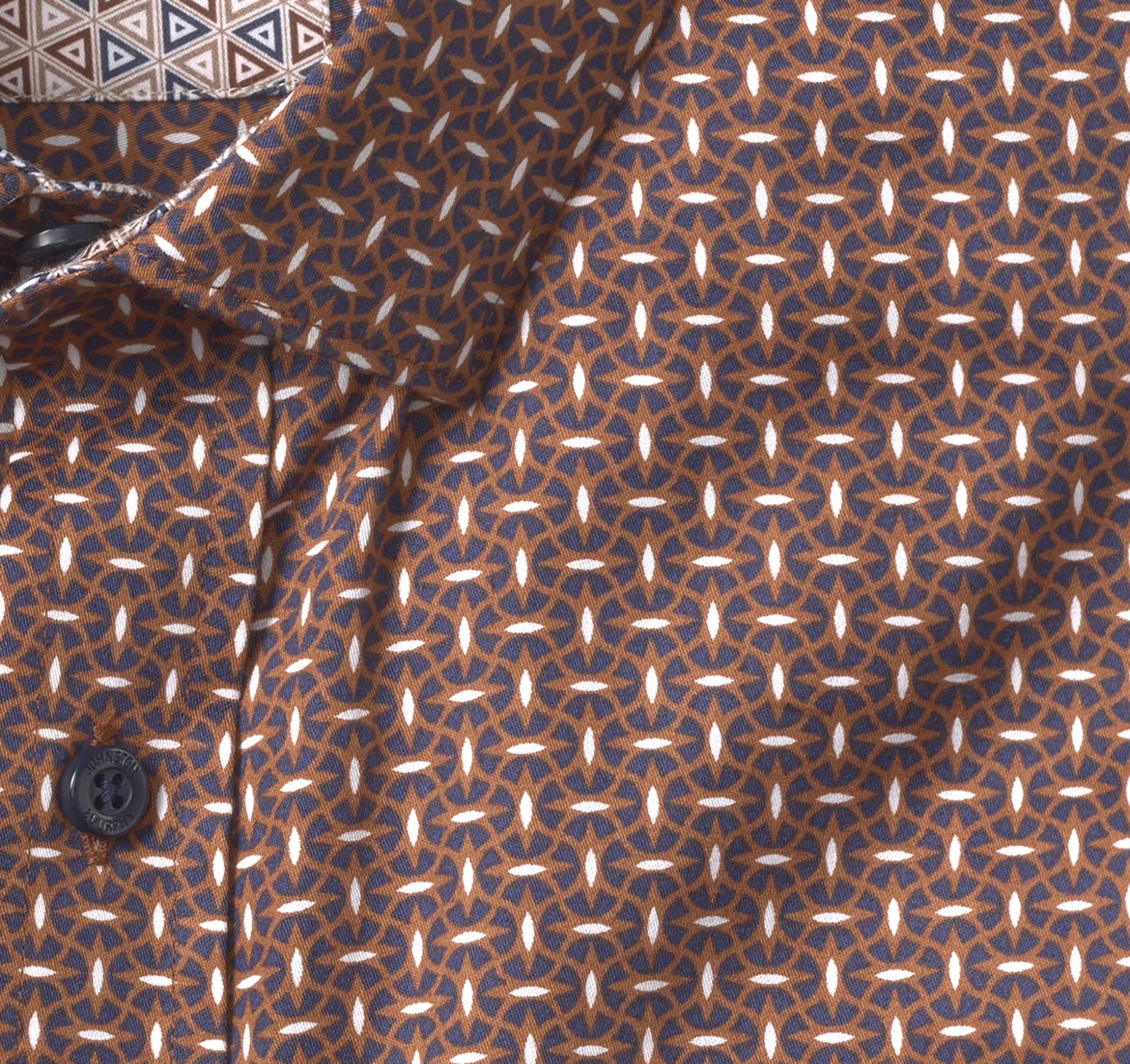 Shirts^Johnston & Murphy Printed Cotton Shirt Rust/NavyLinkedOvals