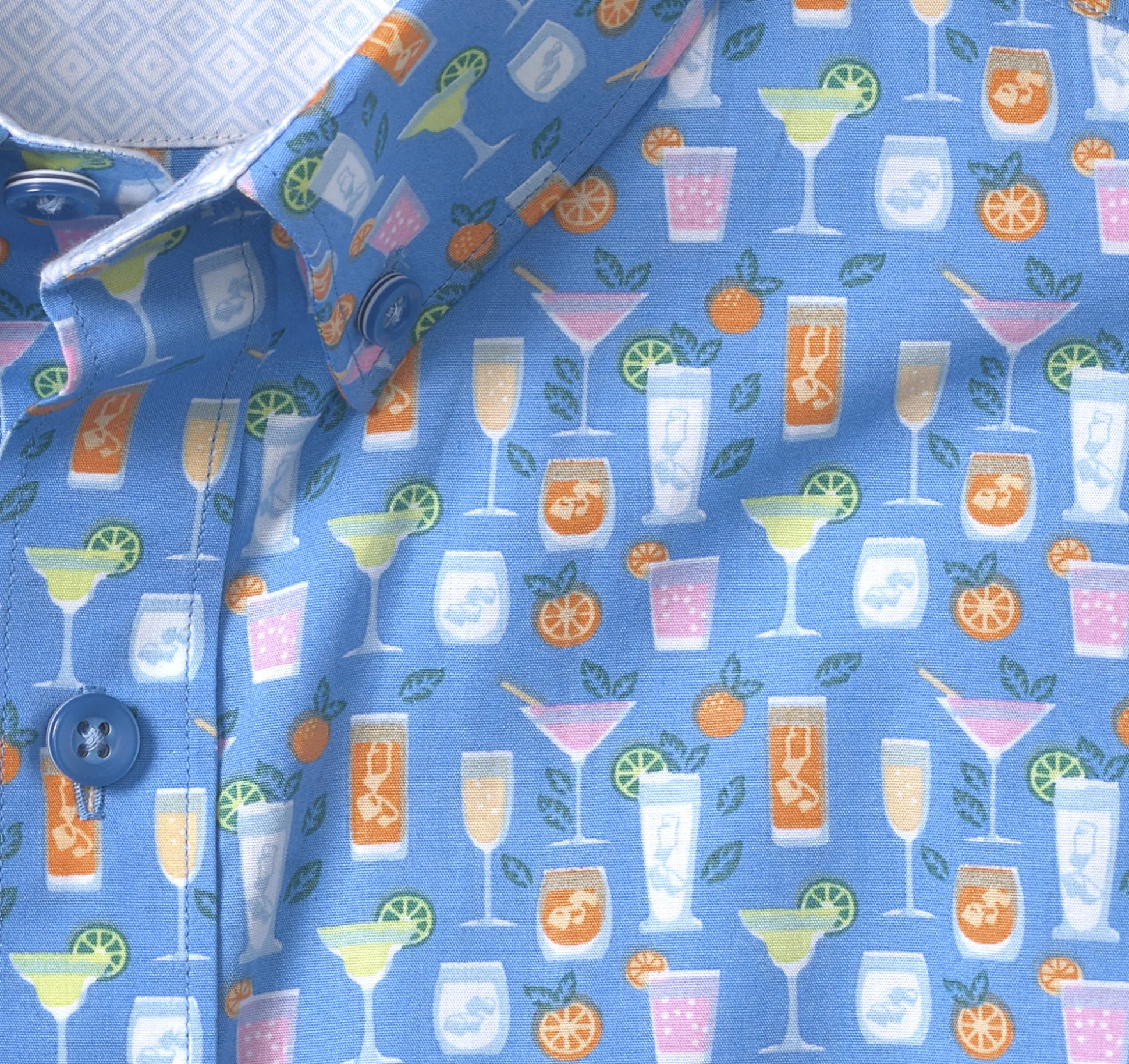 Short-sleeve Shirts^Johnston & Murphy Printed Cotton Short-Sleeve Shirt BlueCocktail