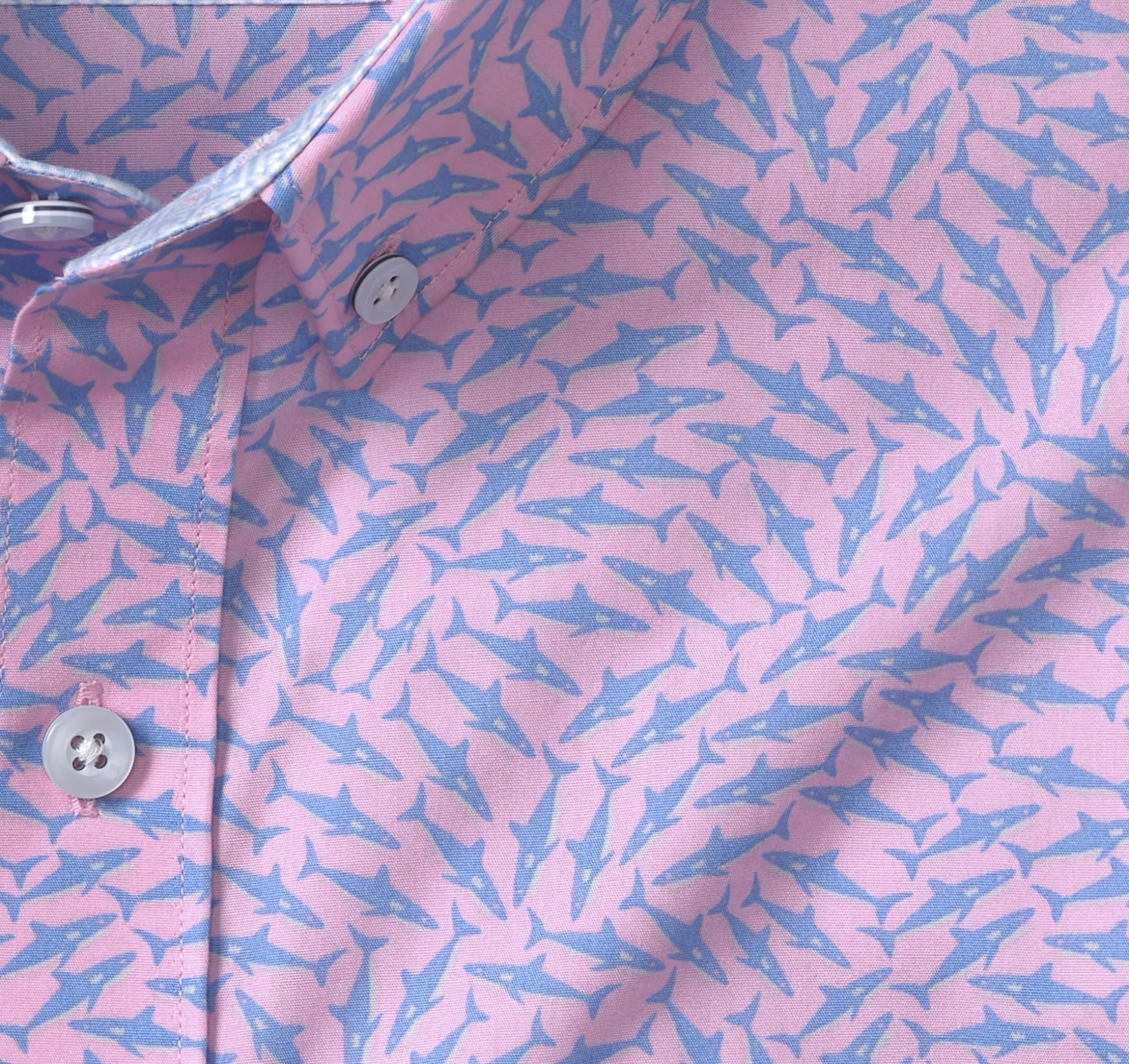 Short-sleeve Shirts^Johnston & Murphy Printed Cotton Short-Sleeve Shirt PinkSwarmingShark