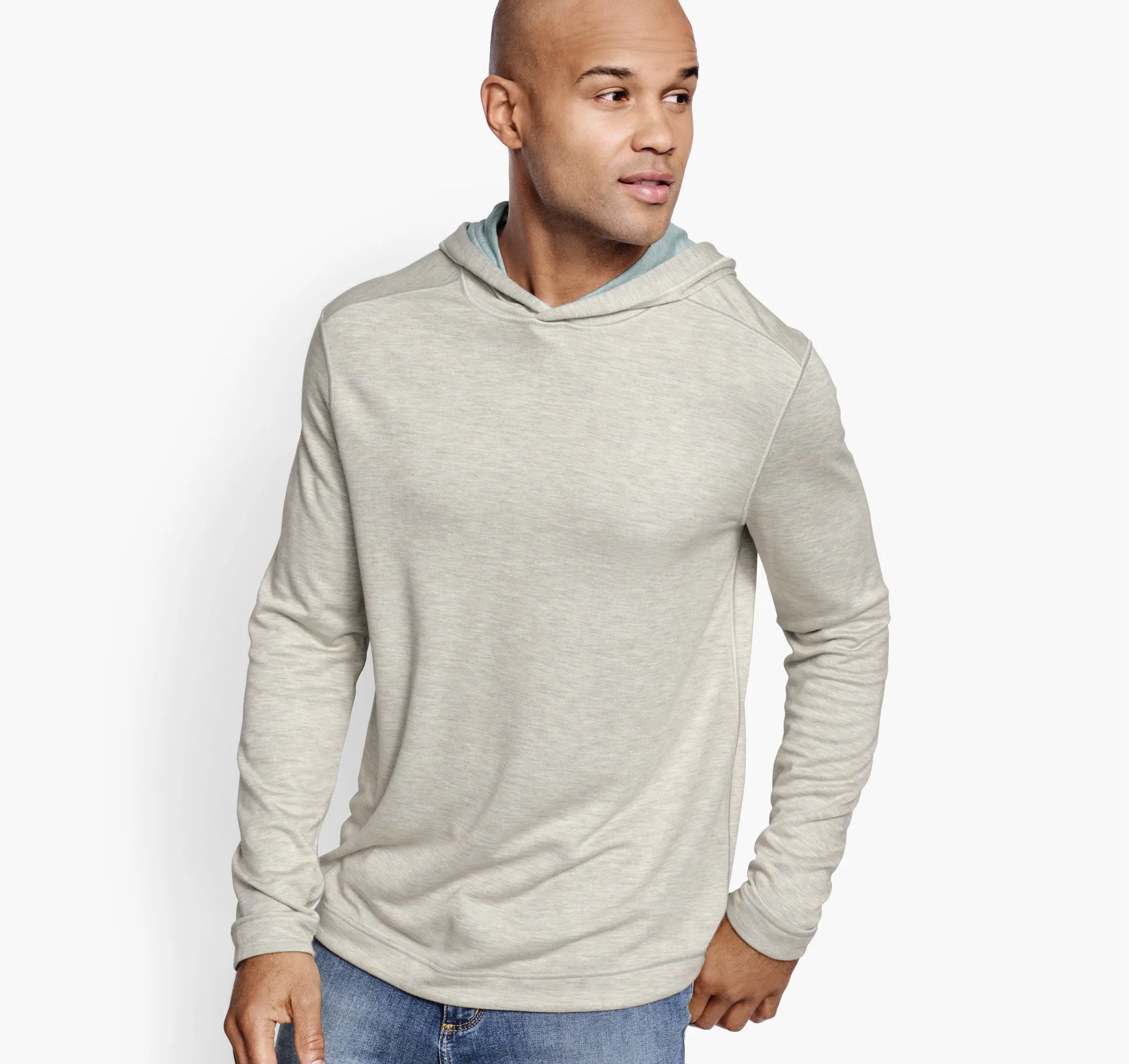 Loungewear^Johnston & Murphy Reversible Knit Hoodie Oatmeal/Mint