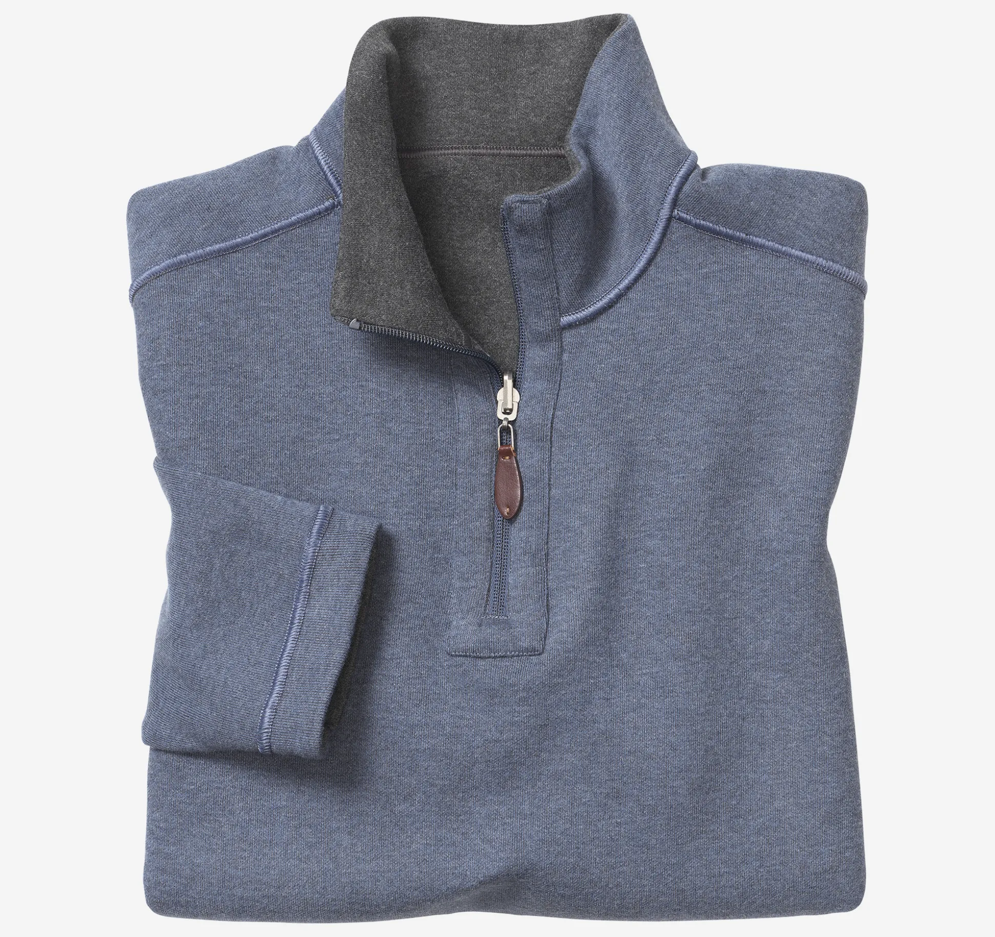 Sweaters & Knits^Johnston & Murphy Reversible Solid Quarter-Zip Charcoal/Blue