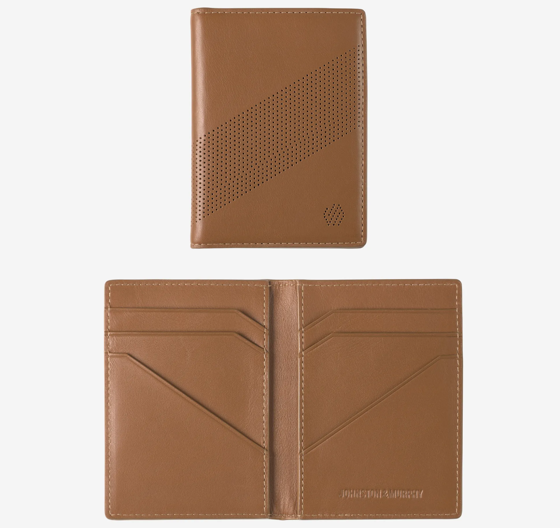 Wallets | Wallets^Johnston & Murphy Richmond Perforated Bifold Card Case Tan