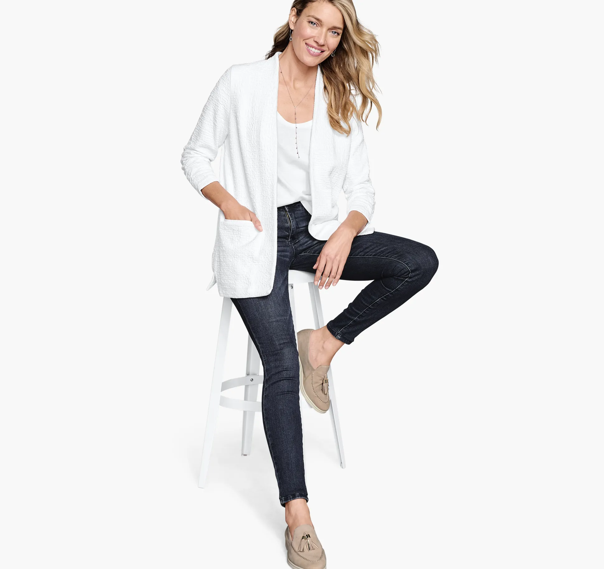 Shirts, Sweaters & Blazers^Johnston & Murphy Ruched-Sleeve Knit Blazer White