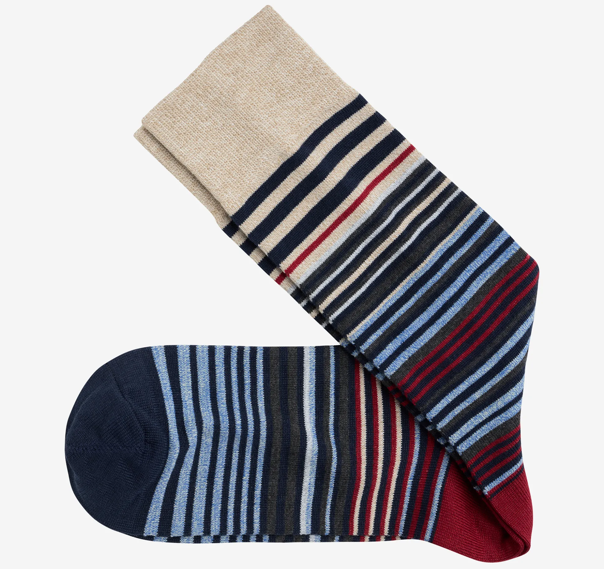 Socks^Johnston & Murphy Striped Dress Socks Navy/BurgundyHeatheredMultiStripe