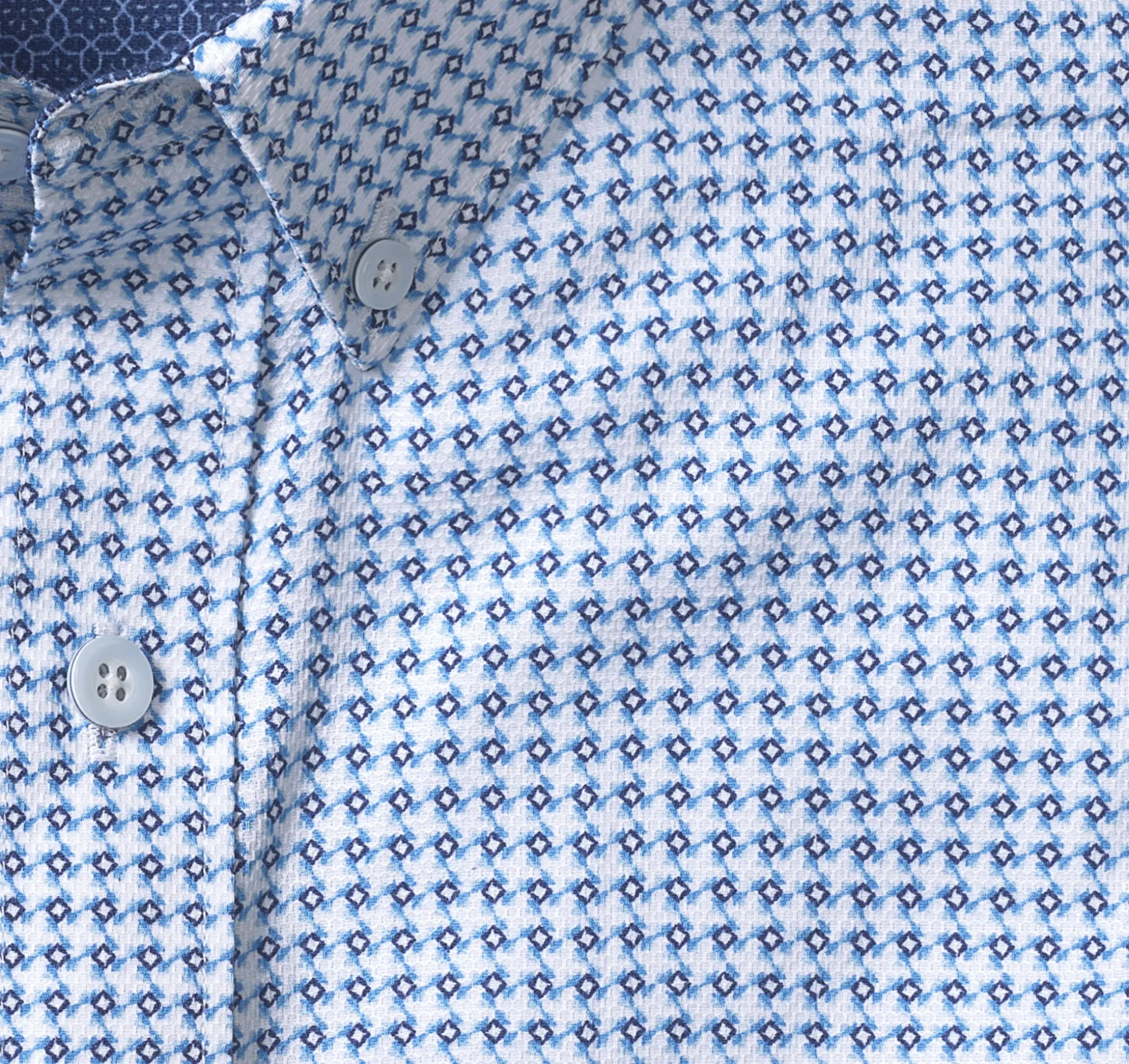 Short-sleeve Shirts^Johnston & Murphy Textured Cotton Short-Sleeve Shirt BlueGeoTurbine