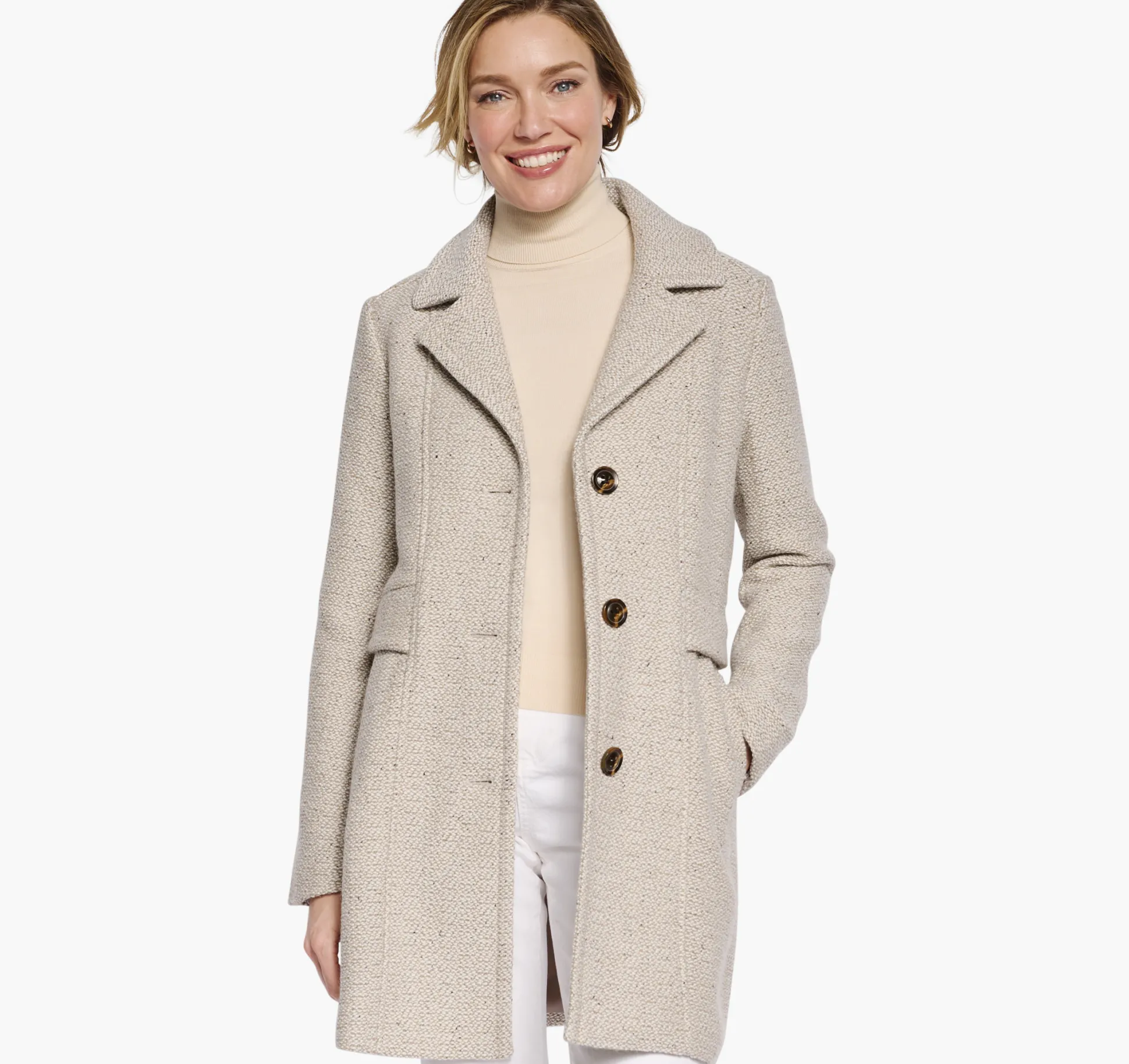Coats, Jackets & Vests^Johnston & Murphy Tweed Coat Oatmeal