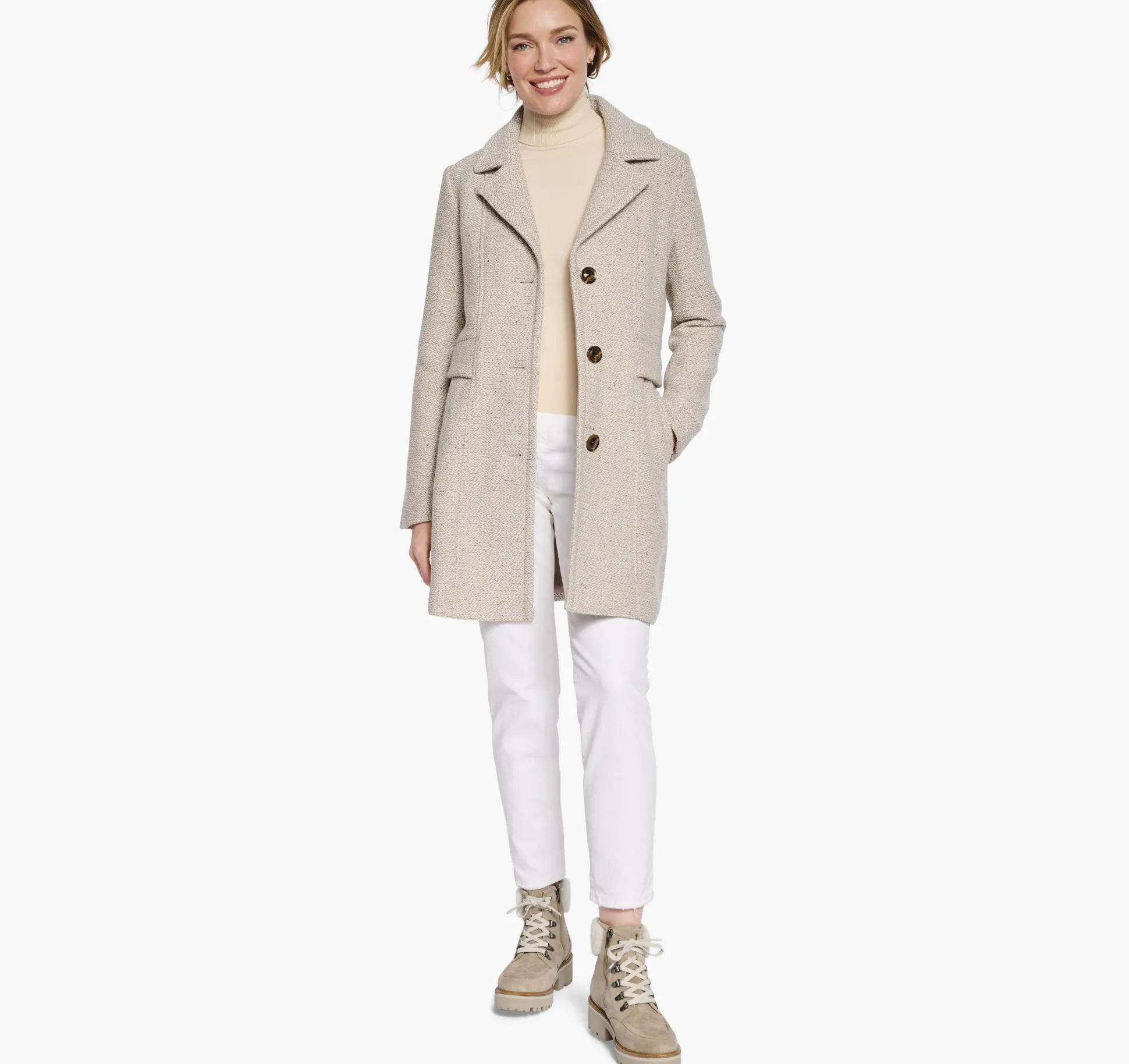 Coats, Jackets & Vests^Johnston & Murphy Tweed Coat Oatmeal