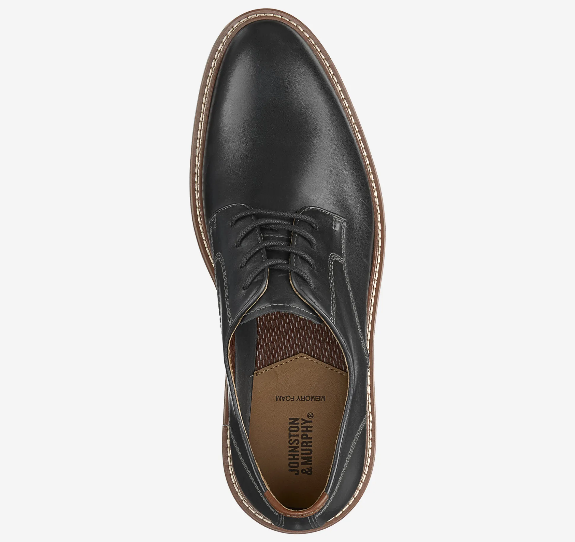 Lace-ups^Johnston & Murphy Upton Plain Toe BlackFullGrain