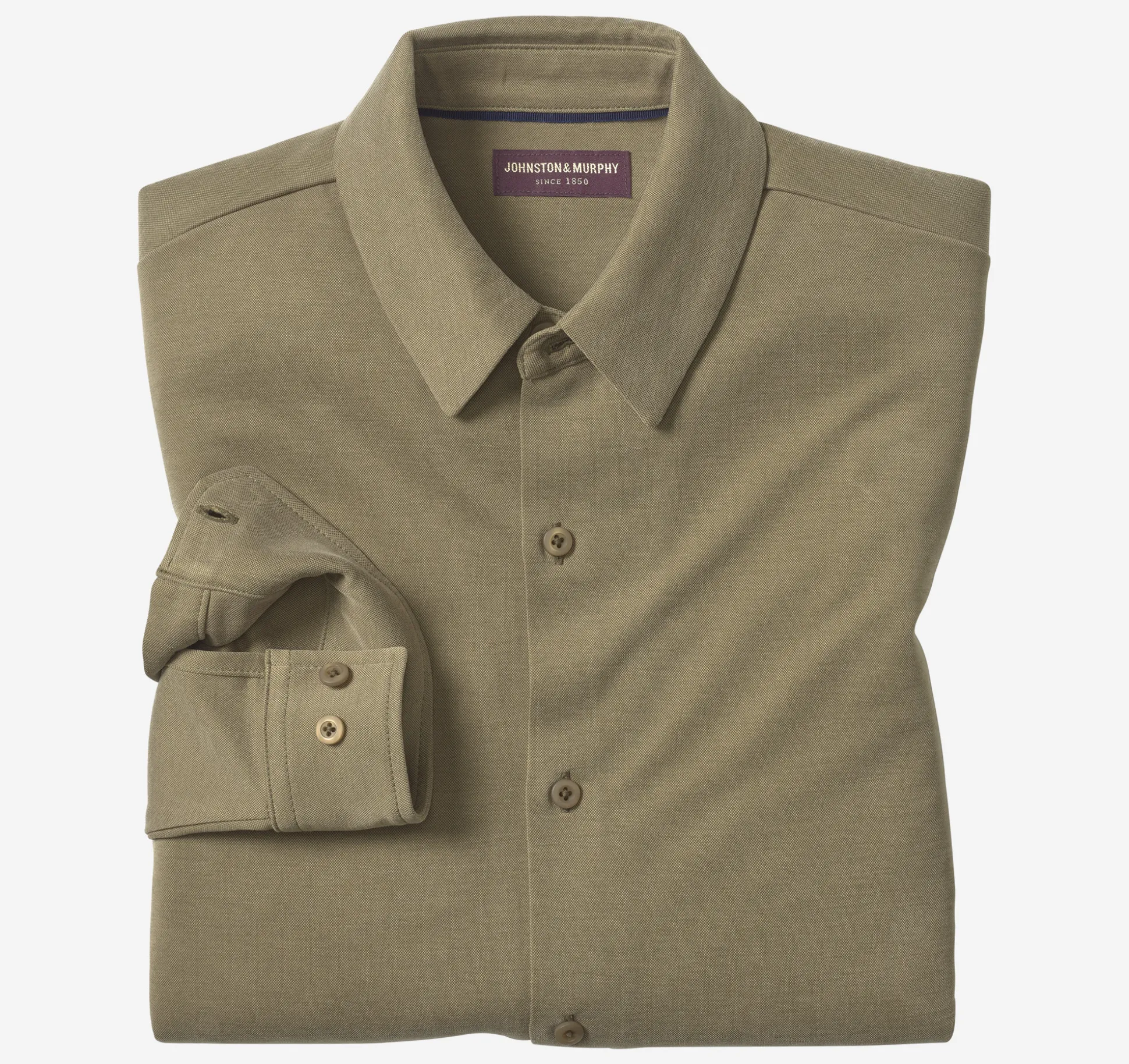 Shirts | Sweaters & Knits^Johnston & Murphy Vintage Birdseye Button-Front Olive