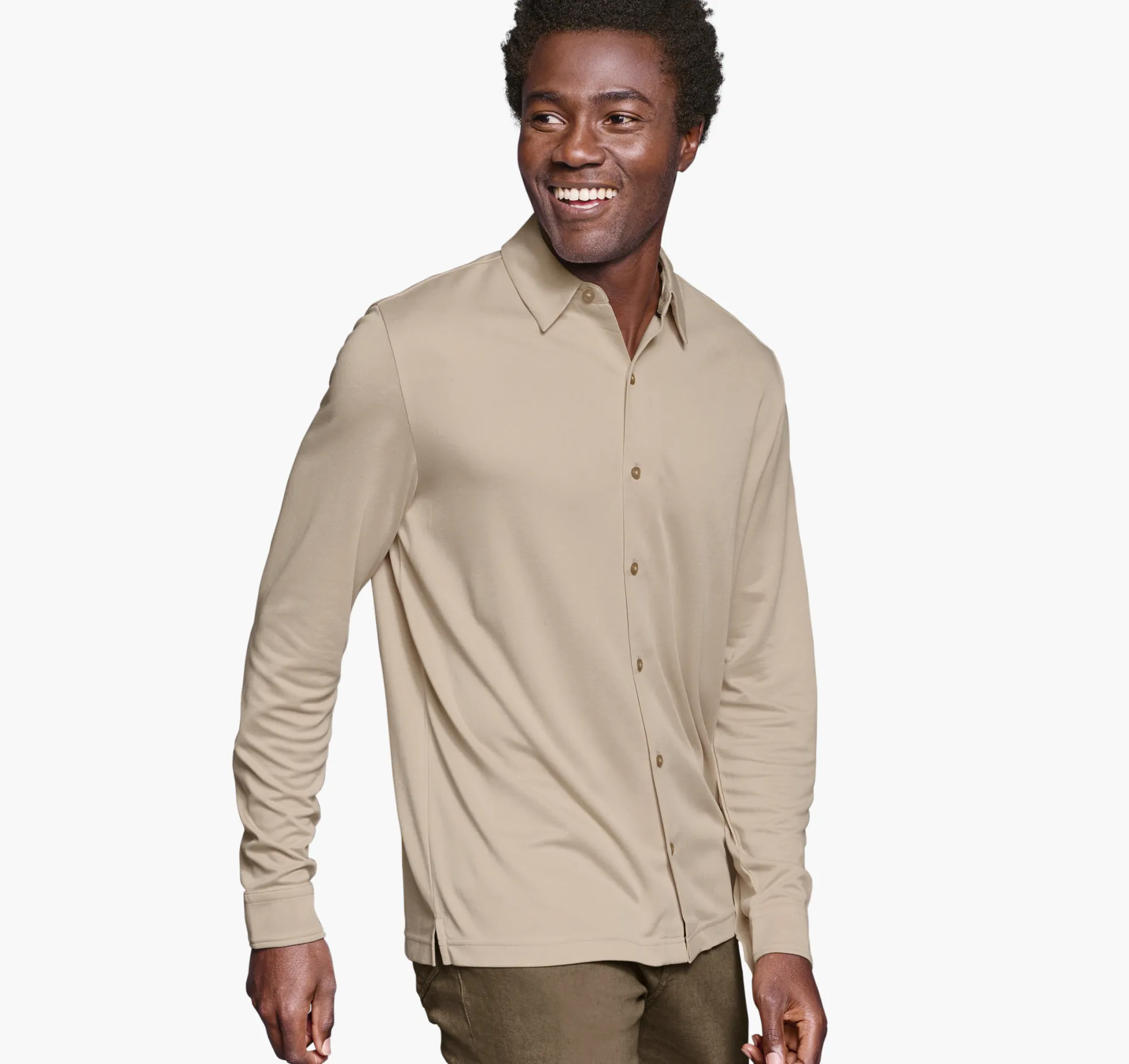 Shirts | Sweaters & Knits^Johnston & Murphy Vintage Birdseye Button-Front Tan