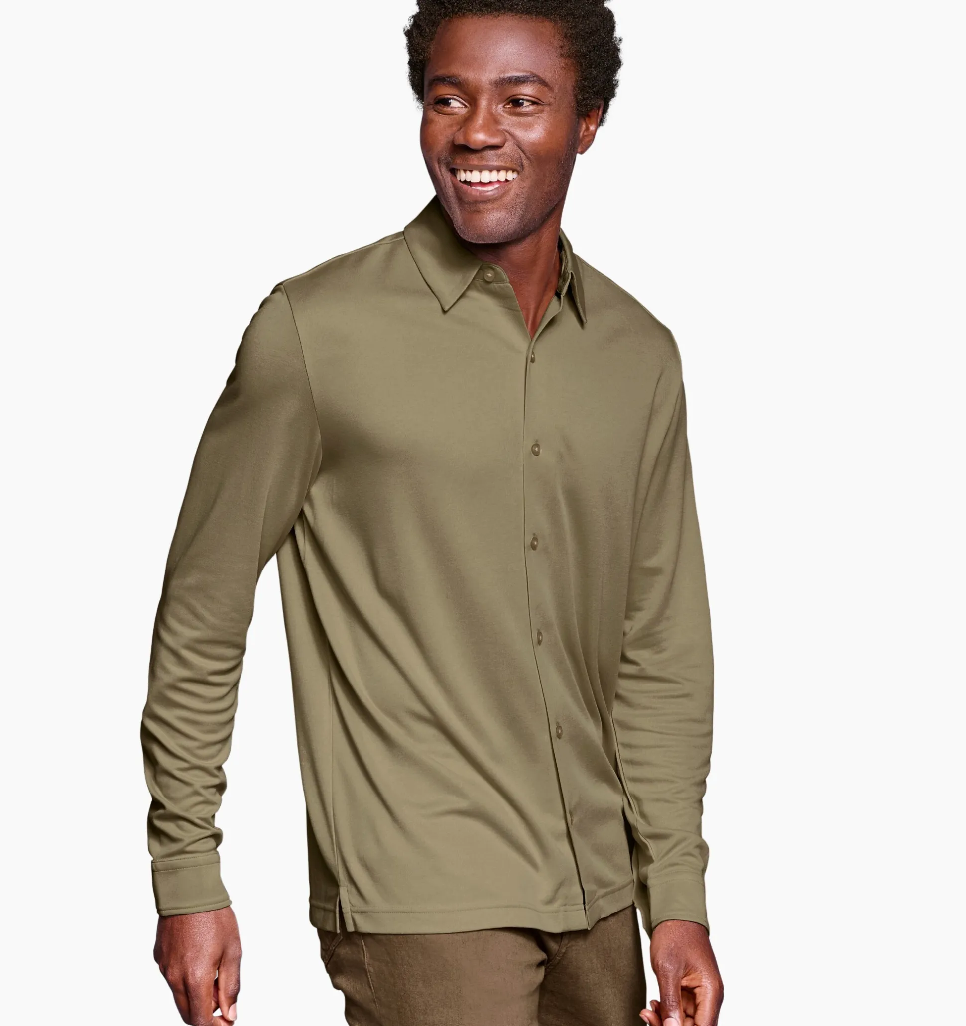 Shirts | Sweaters & Knits^Johnston & Murphy Vintage Birdseye Button-Front Olive