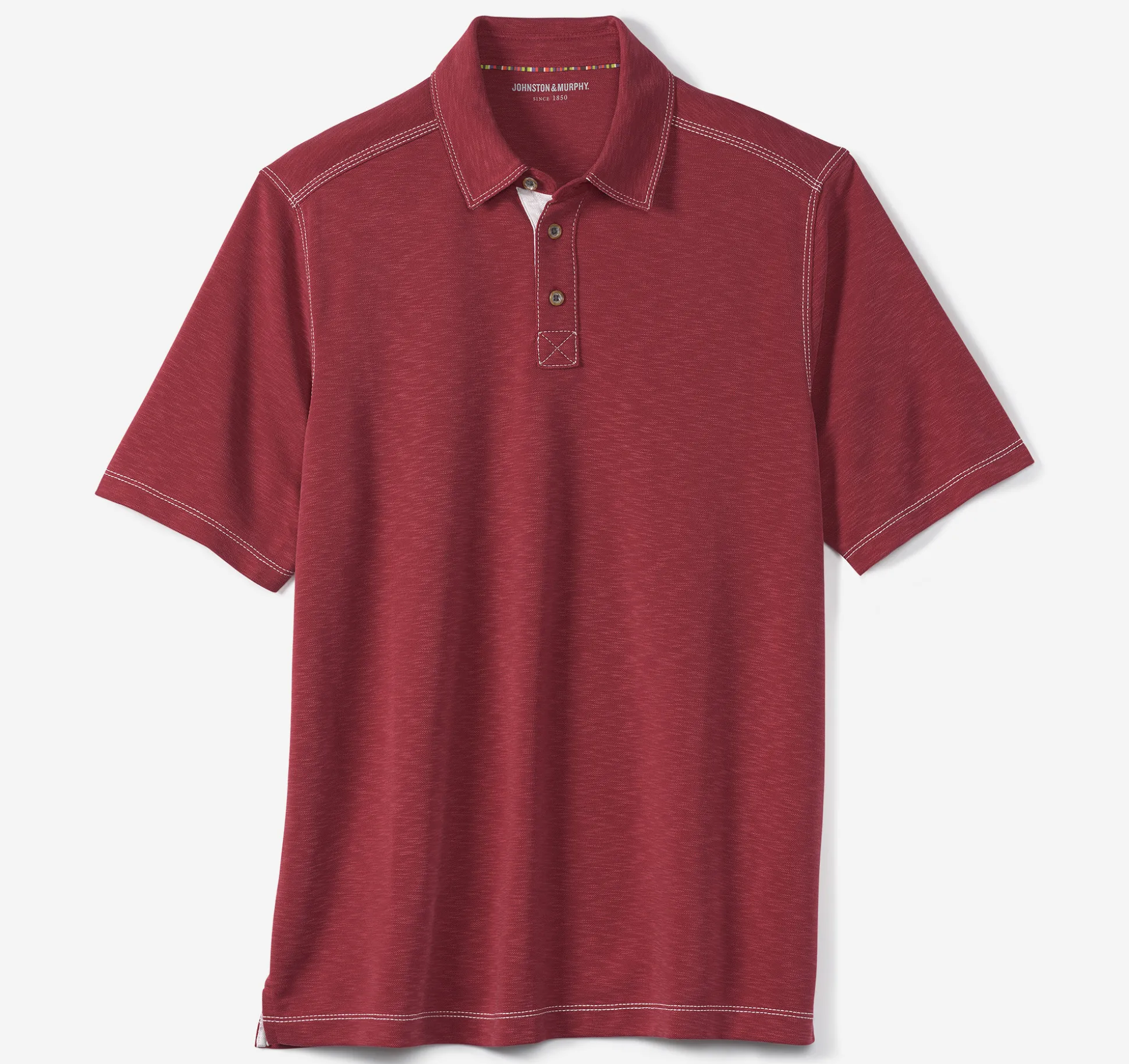 Polos & Tees^Johnston & Murphy Vintage Slub Polo Red