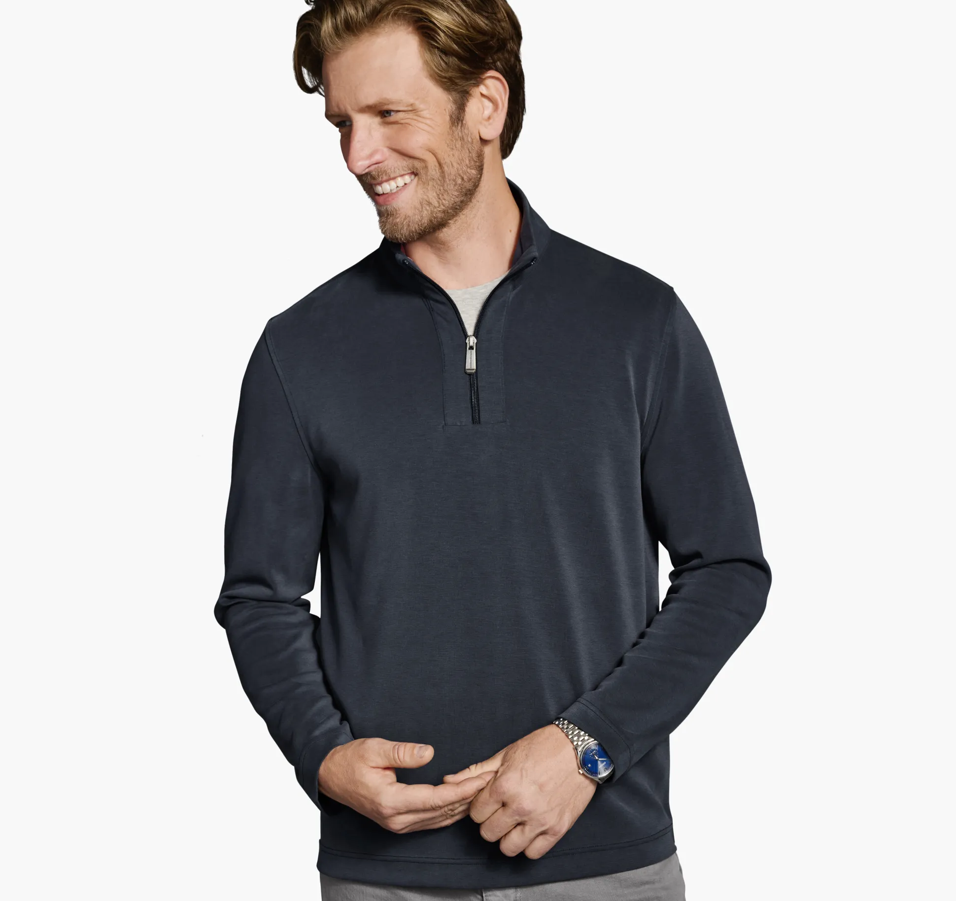 Sweaters & Knits^Johnston & Murphy Vintage Washed Quarter-Zip Navy