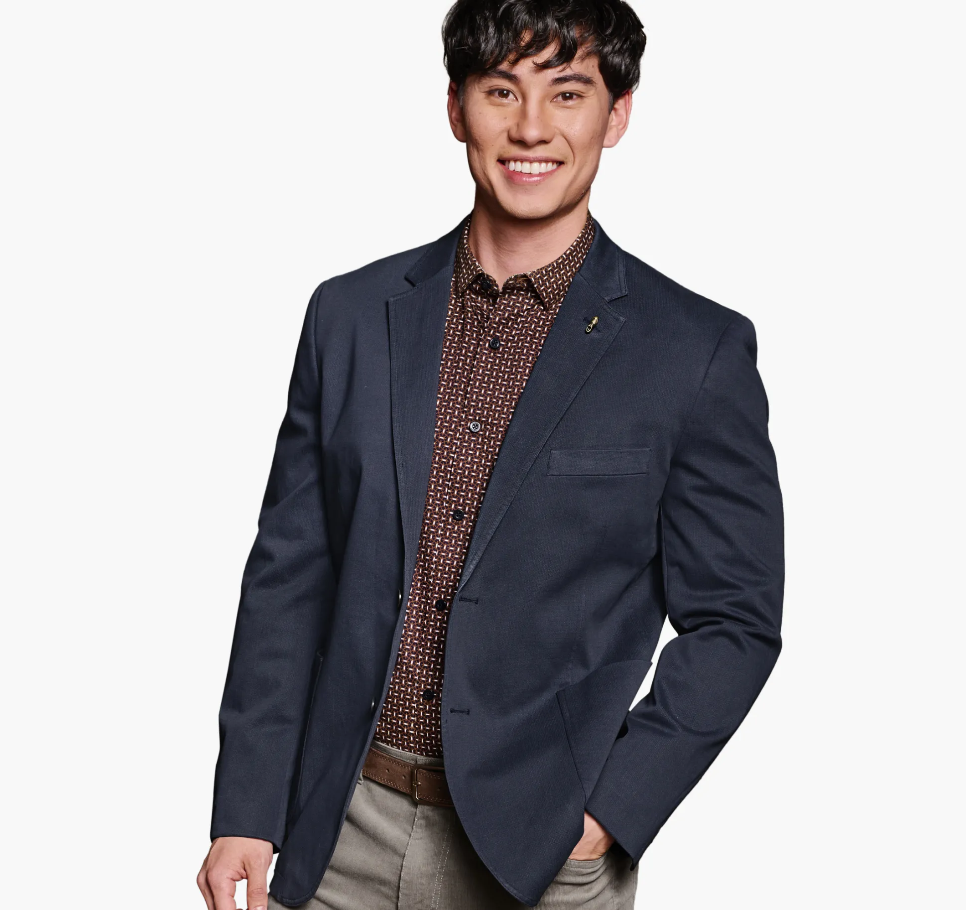 Blazers^Johnston & Murphy Washed Cotton Blazer Navy