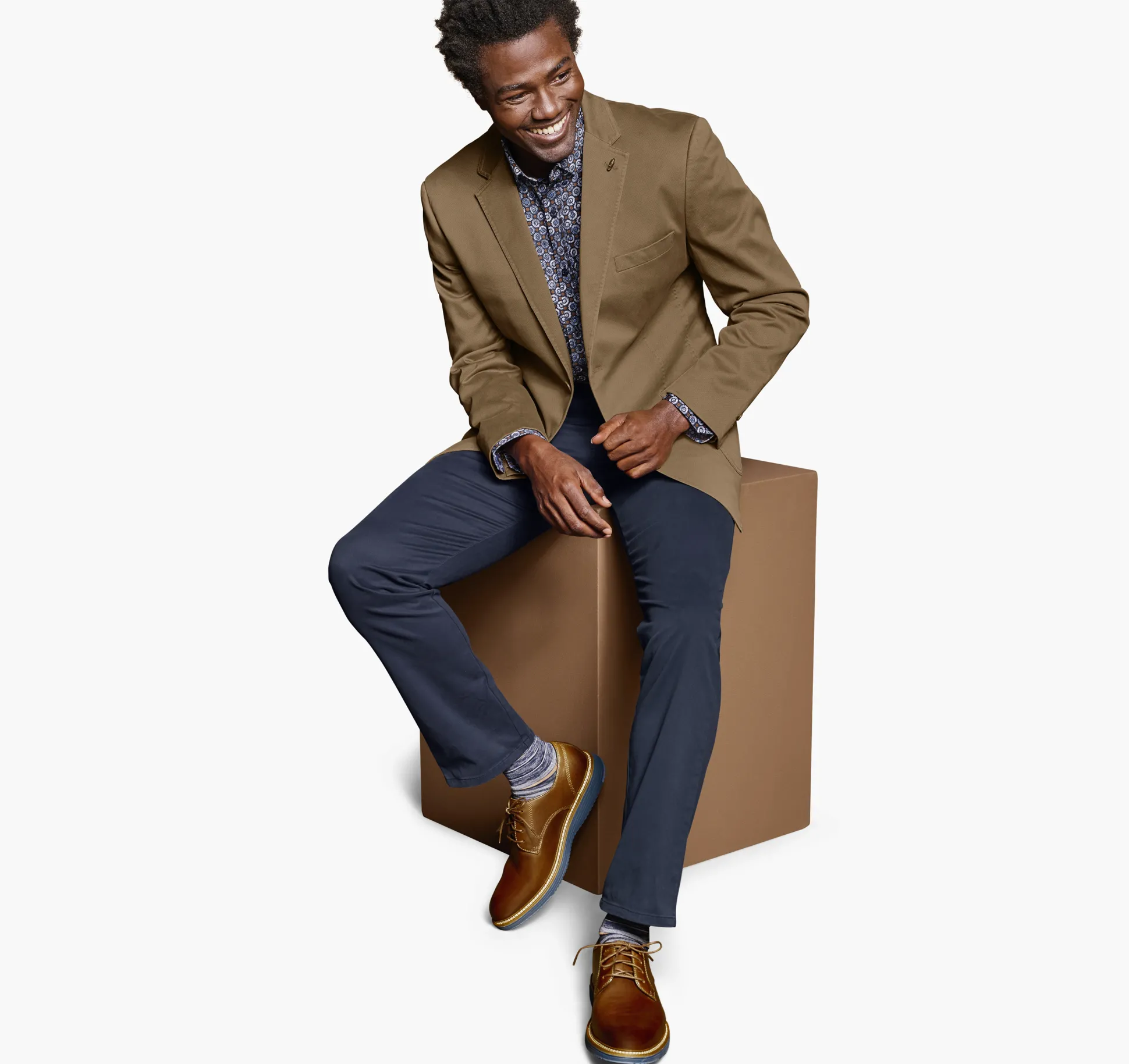 Blazers^Johnston & Murphy Washed Cotton Blazer Brown