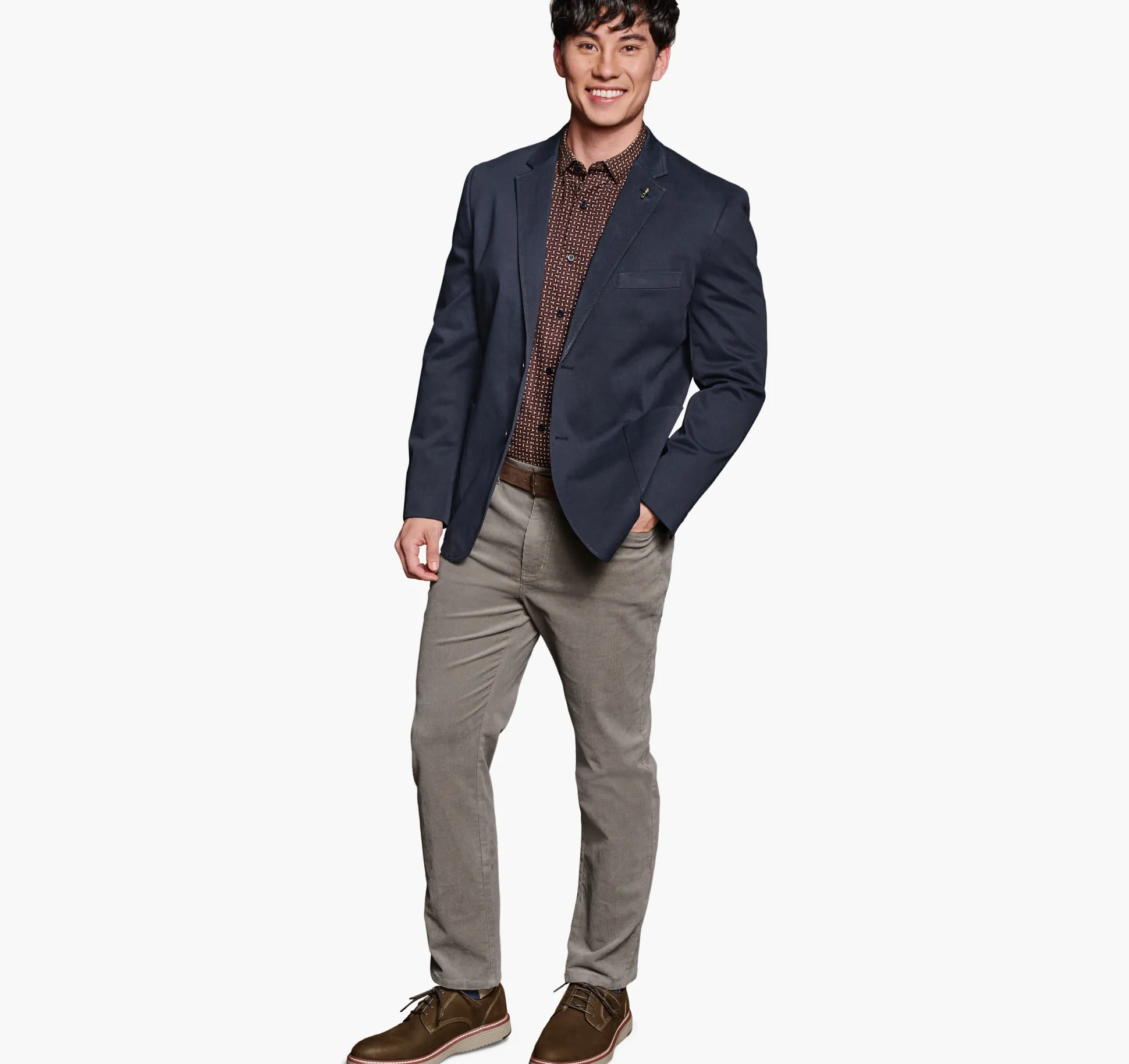 Blazers^Johnston & Murphy Washed Cotton Blazer Navy
