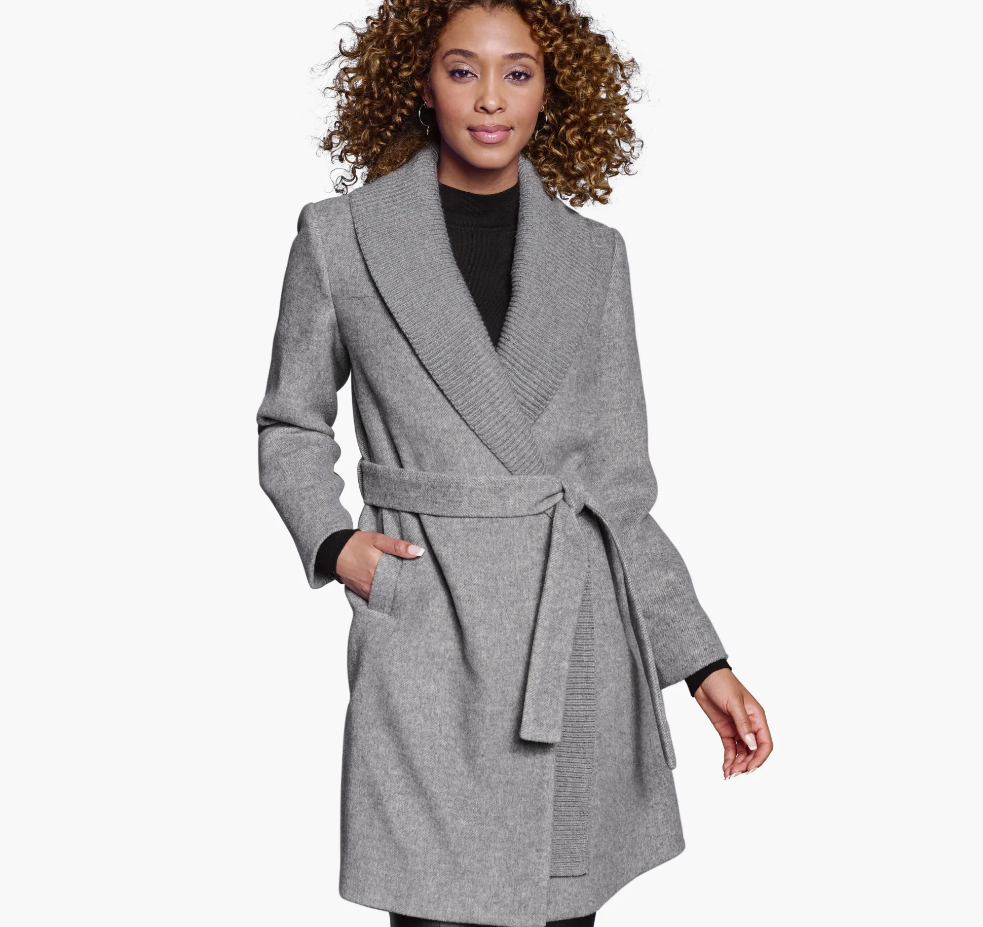 Coats, Jackets & Vests^Johnston & Murphy Wool-Blend Coat with Removable Knit Collar Gray