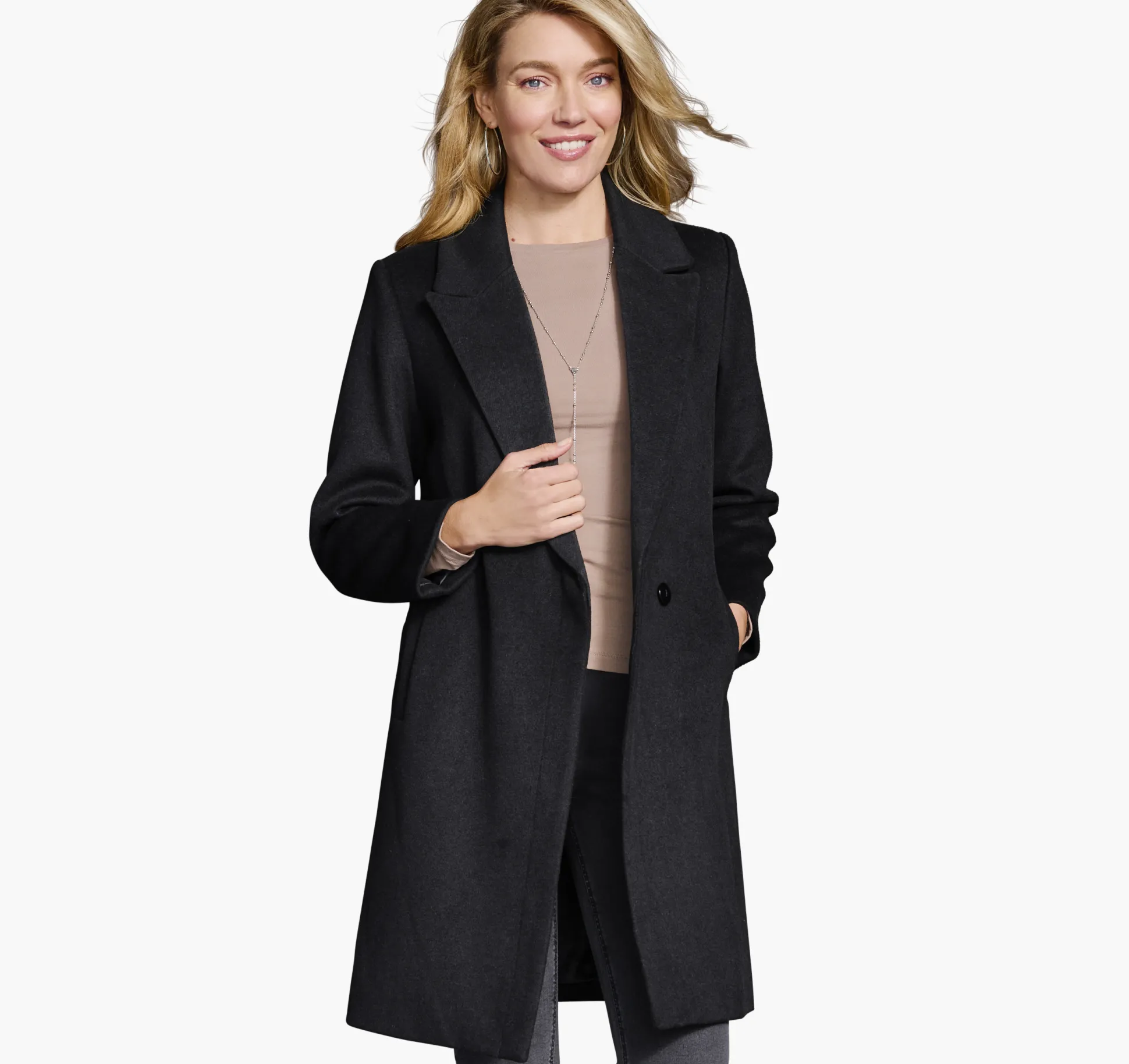 Coats, Jackets & Vests^Johnston & Murphy Wool-Blend Coat with Removable Knit Collar Black