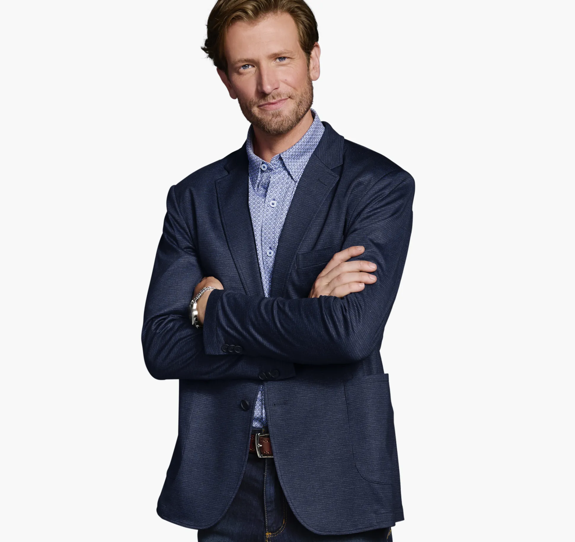 Blazers^Johnston & Murphy XC Flex® Knit Blazer NavyMicroHoundstooth