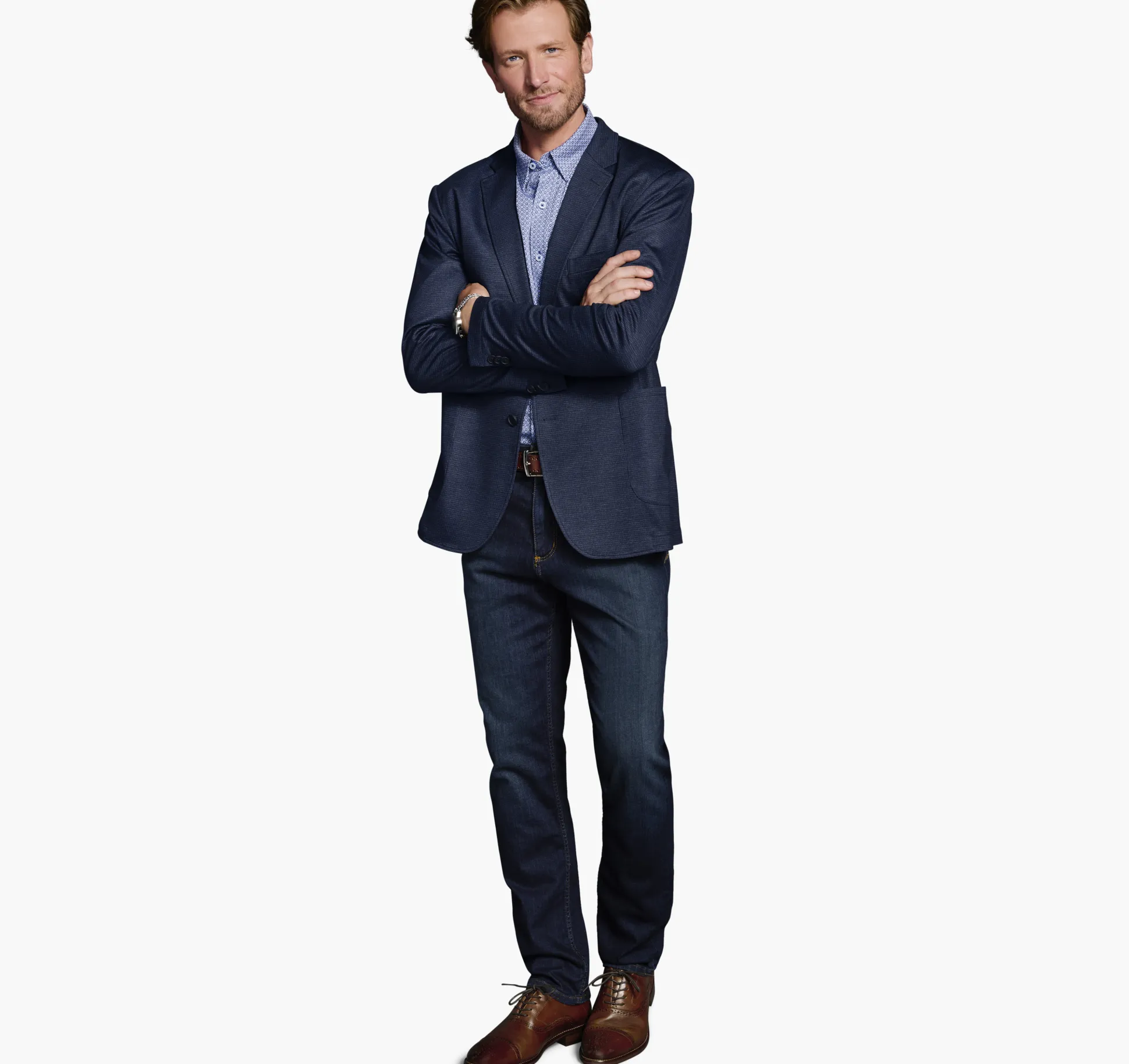 Blazers^Johnston & Murphy XC Flex® Knit Blazer NavyMicroHoundstooth
