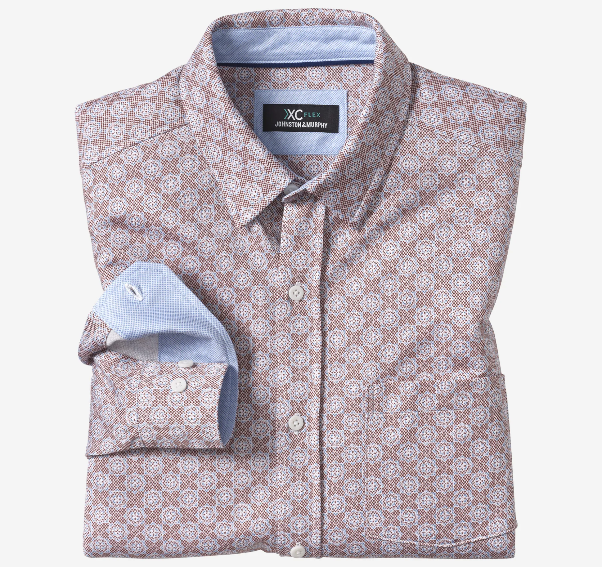 Shirts^Johnston & Murphy XC Flex® Stretch Long-Sleeve Shirt BurgundyBirdseyeTile