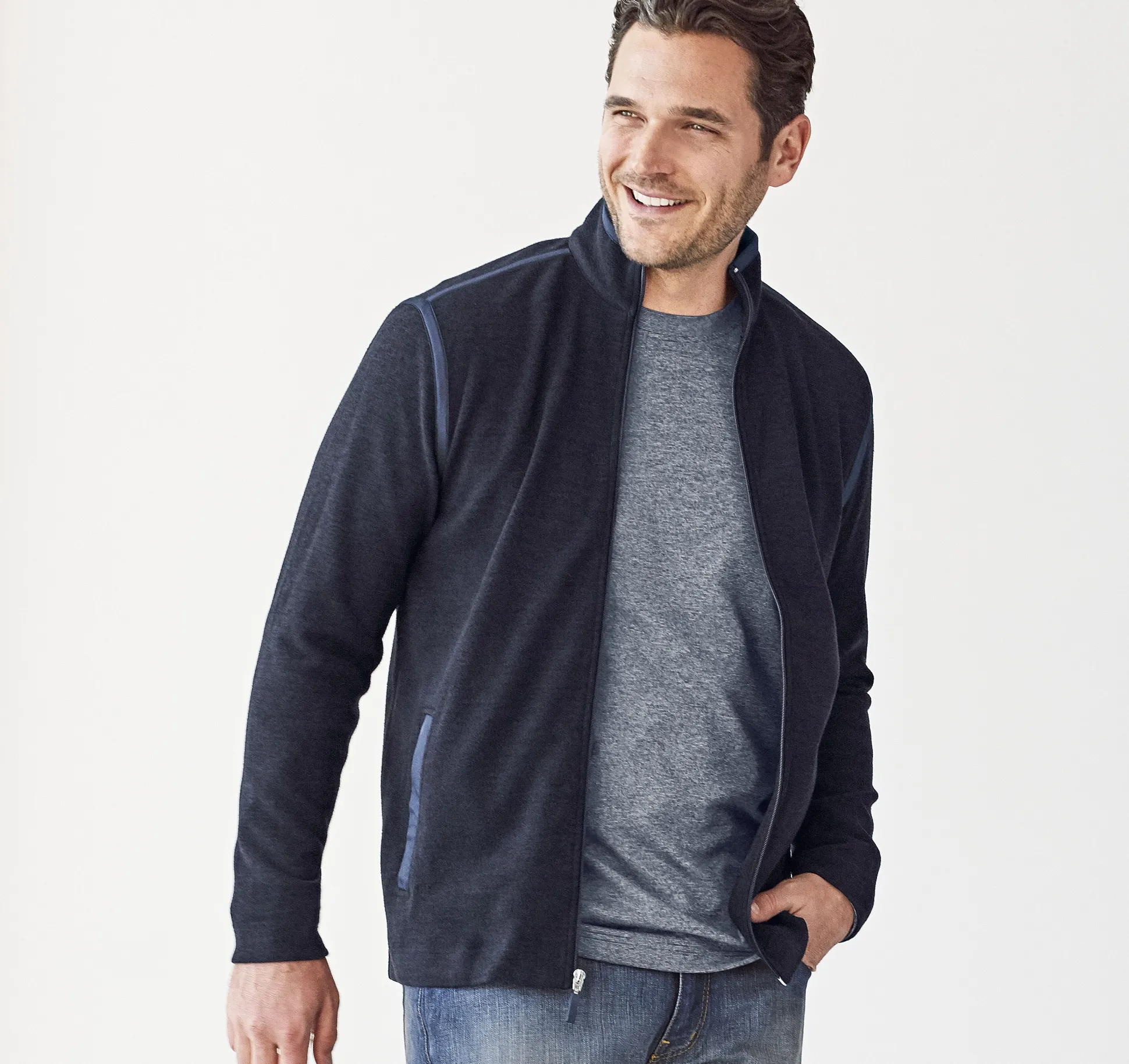 Golf | Sweaters & Knits^Johnston & Murphy XC4® Performance Knit Full-Zip Navy