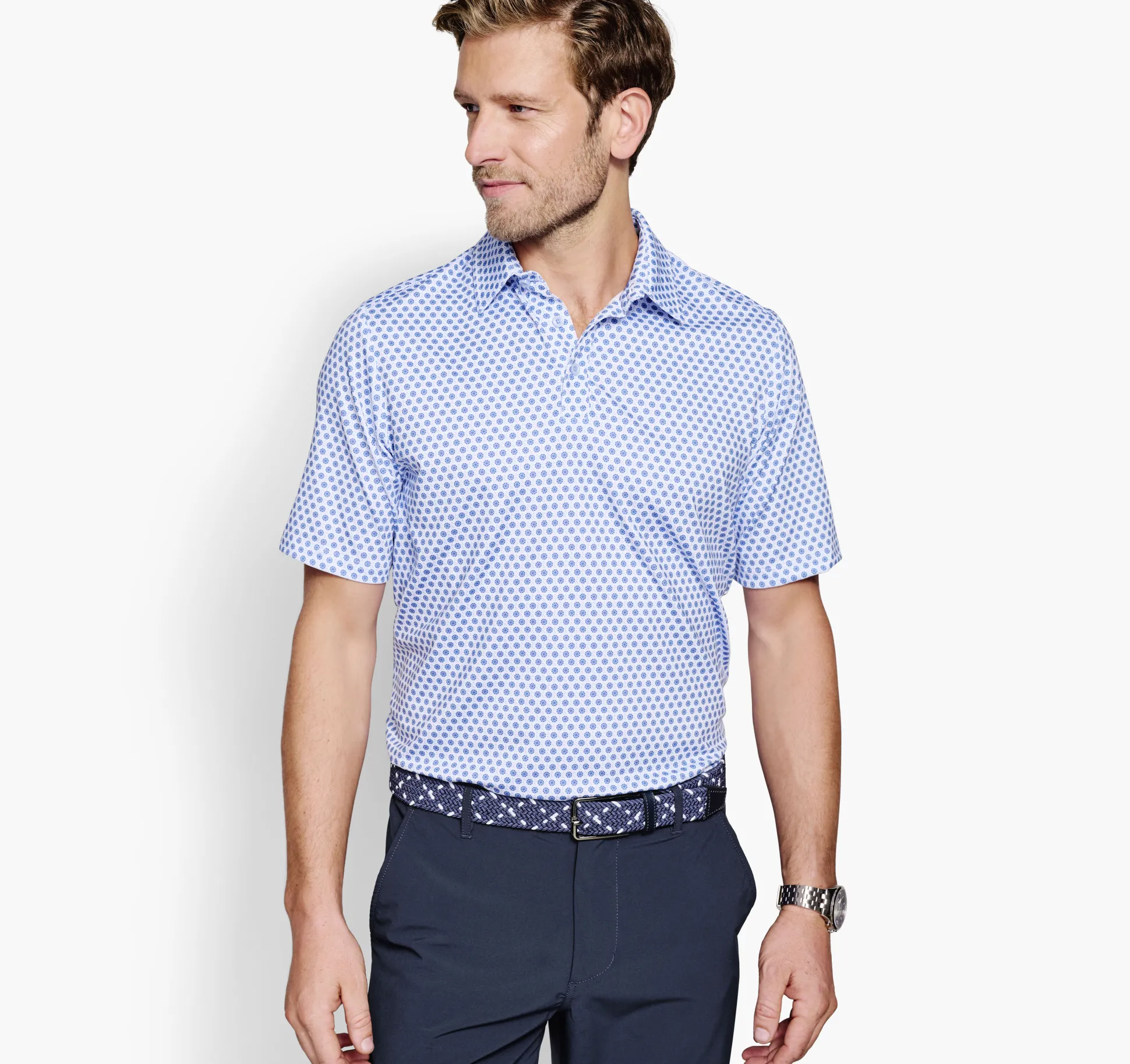 Golf | Polos & Tees^Johnston & Murphy XC4® Performance Polo White/BlueDottedCircle