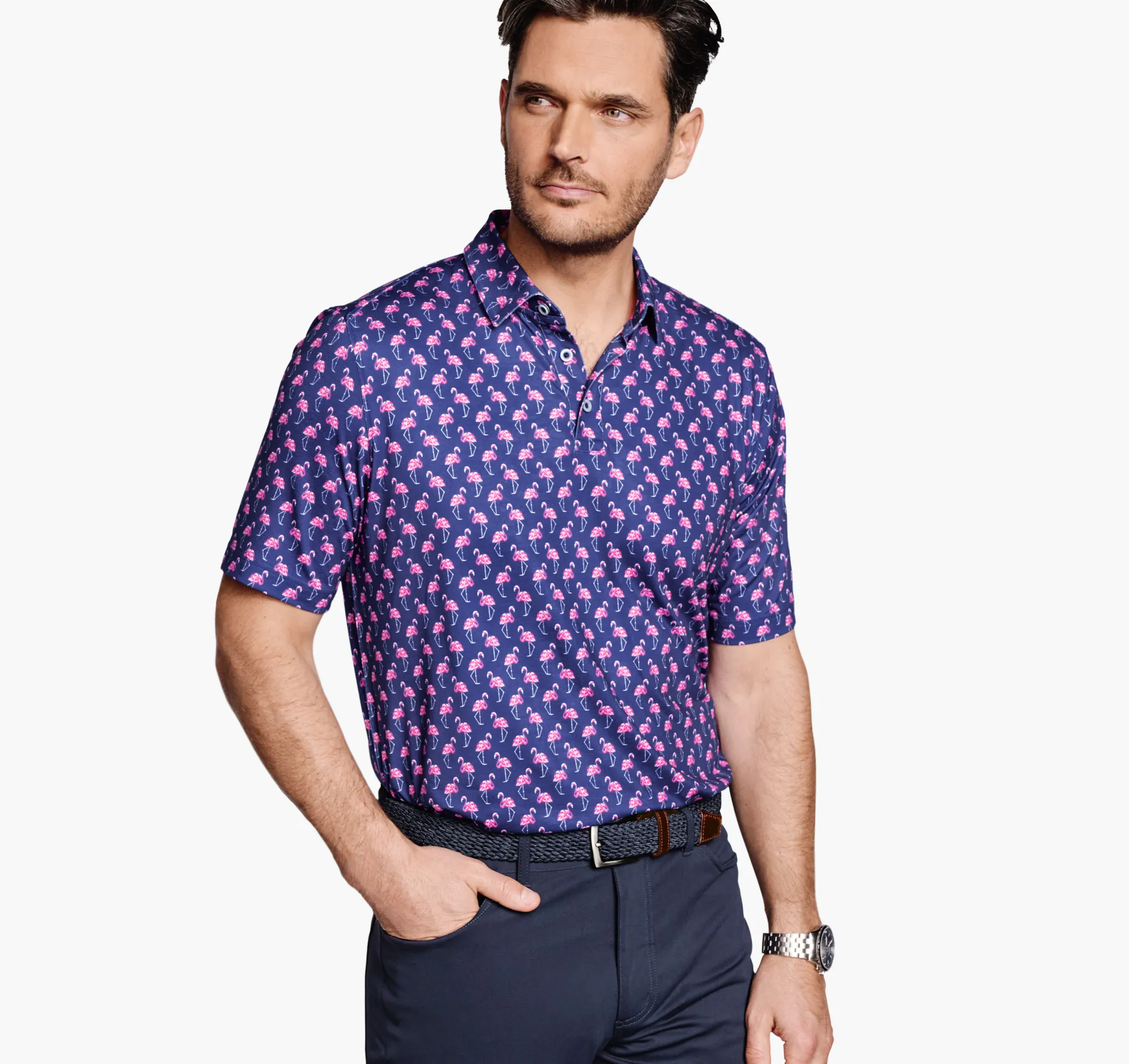 Golf | Polos & Tees^Johnston & Murphy XC4® Performance Polo NavyFlamingo