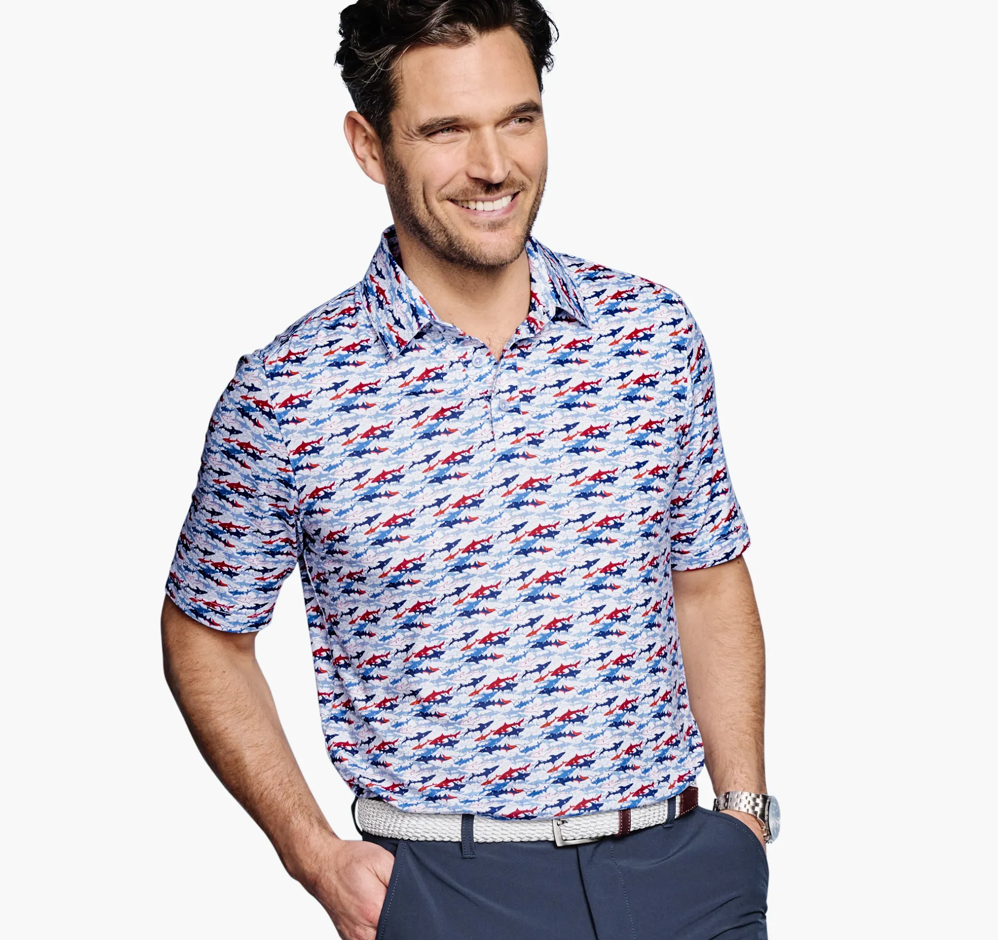 Golf | Polos & Tees^Johnston & Murphy XC4® Performance Polo Blue/RedShark