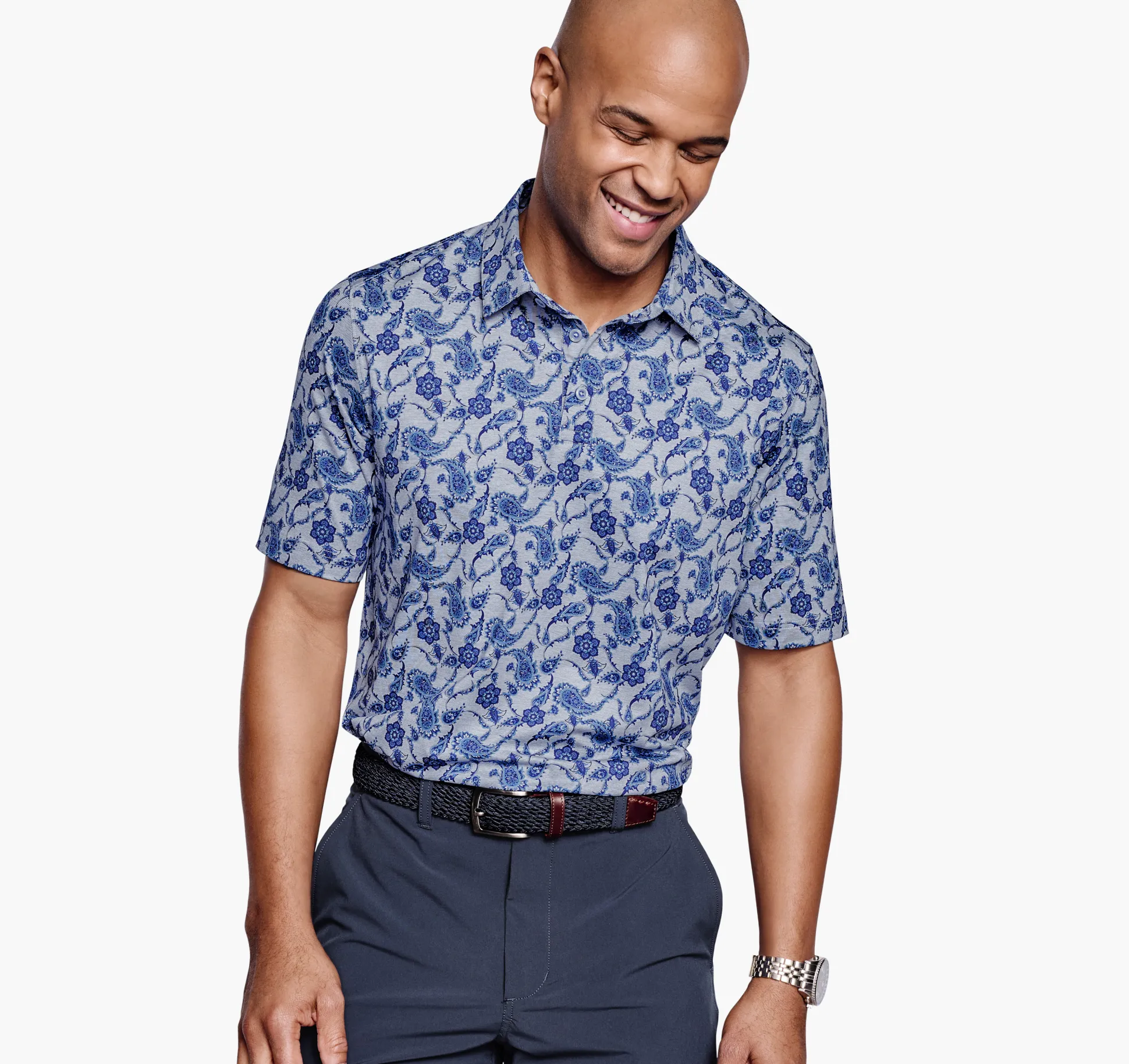 Golf | Polos & Tees^Johnston & Murphy XC4® Performance Polo NavyPaisley
